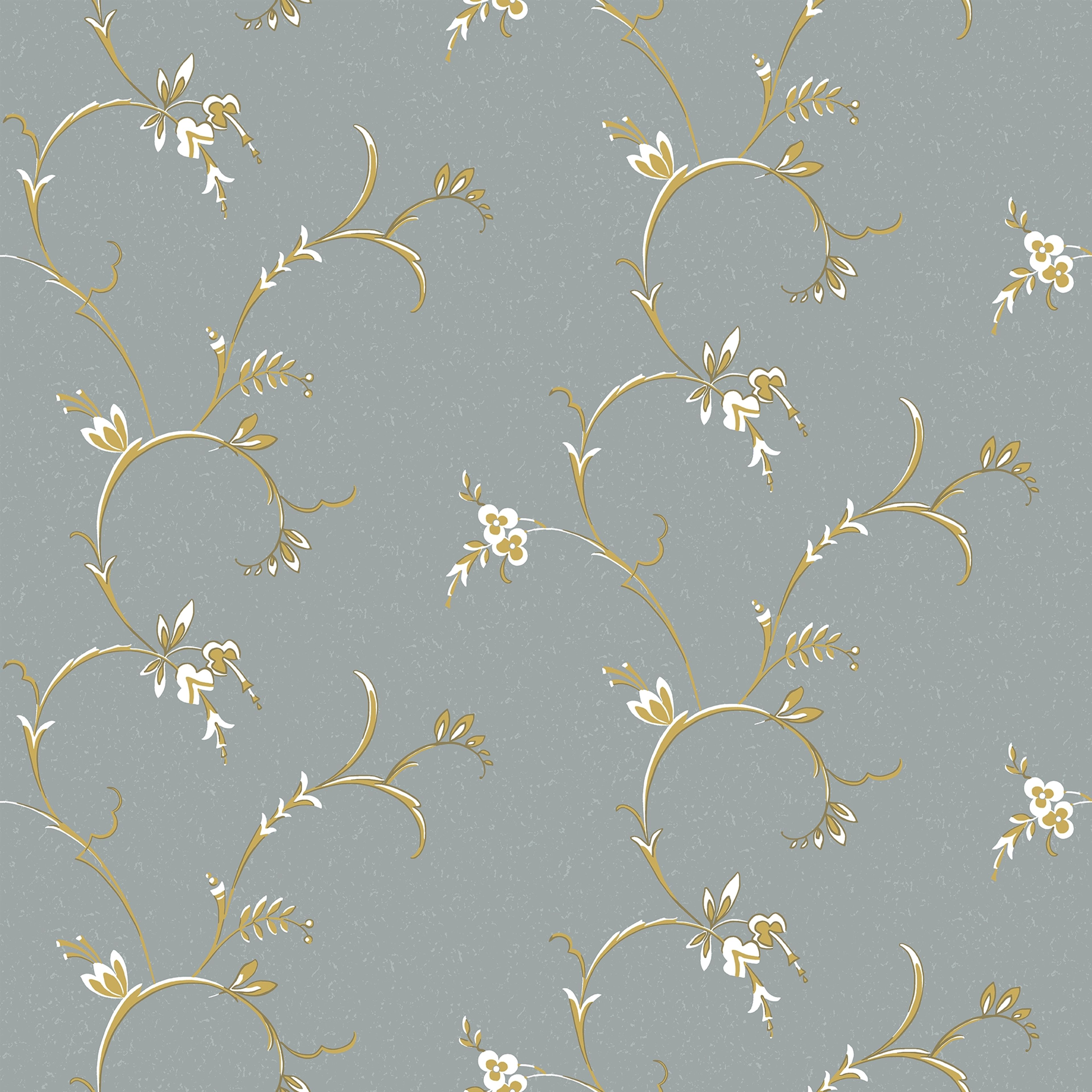 Ekbacken Blå tapet med blommigt mönster i blå. Från kollektionen Gammalsvenska klassiker 1850–1950. Nonwoven-material med rak passning.