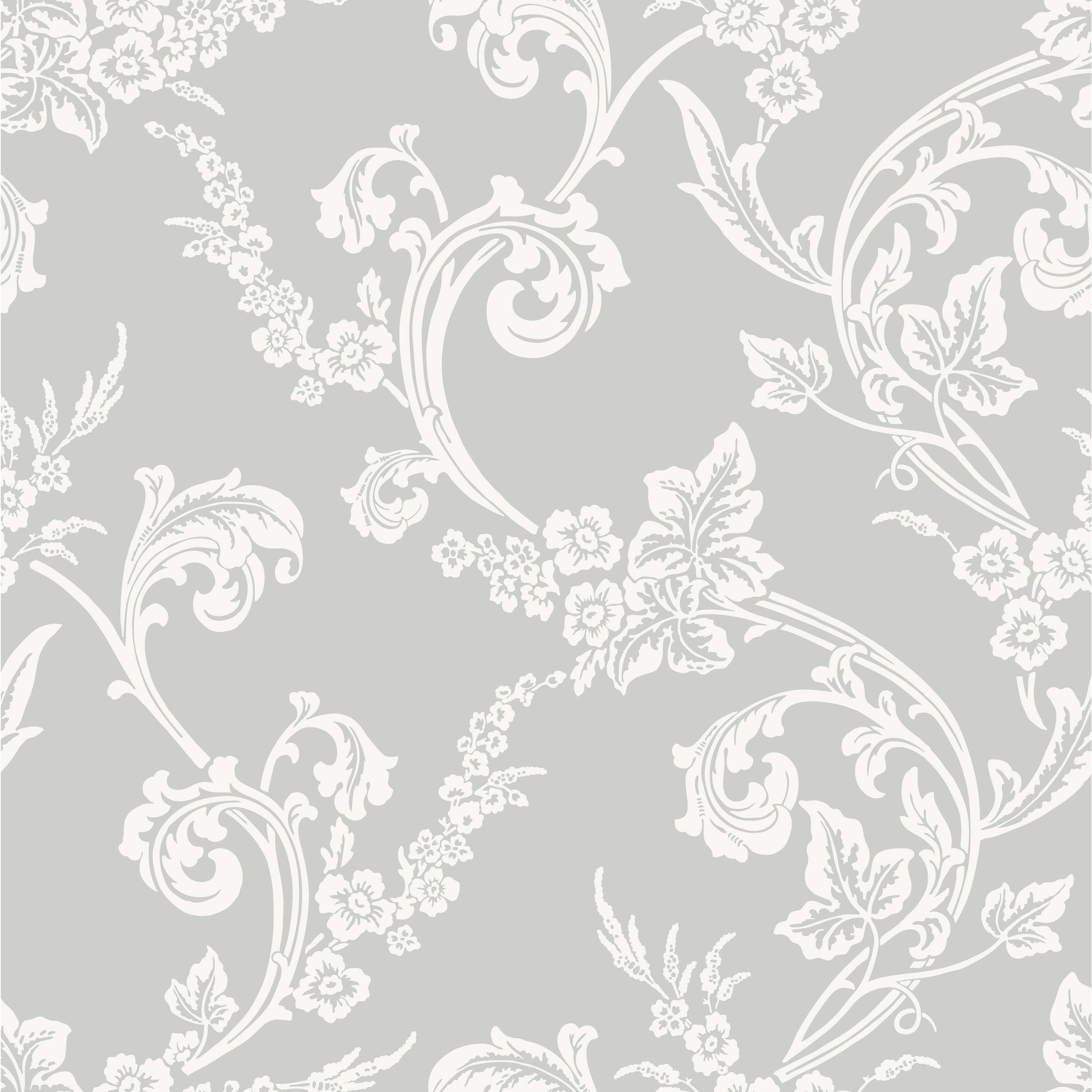 Johannelund, grå tapet från duro med geometriskt, blommigt mönster i grå. Från kollektionen Duro 1900. Nonwoven-material med rak mönsterpassning. Country, city-stil.