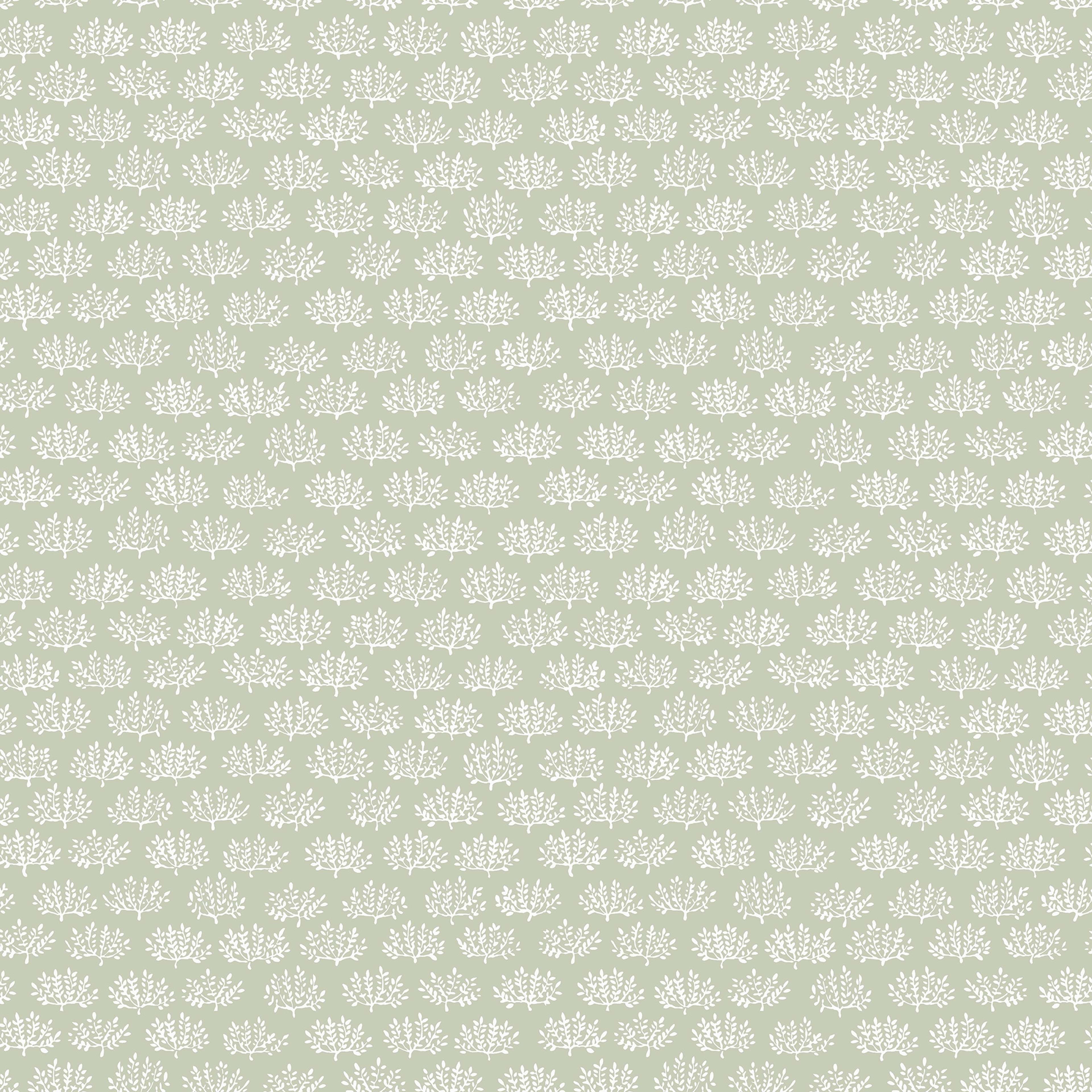 Majken grön tapet med botaniskt mönster i grön. Från kollektionen Gammalsvenska klassiker 1850–1950. Nonwoven-material med rak passning.