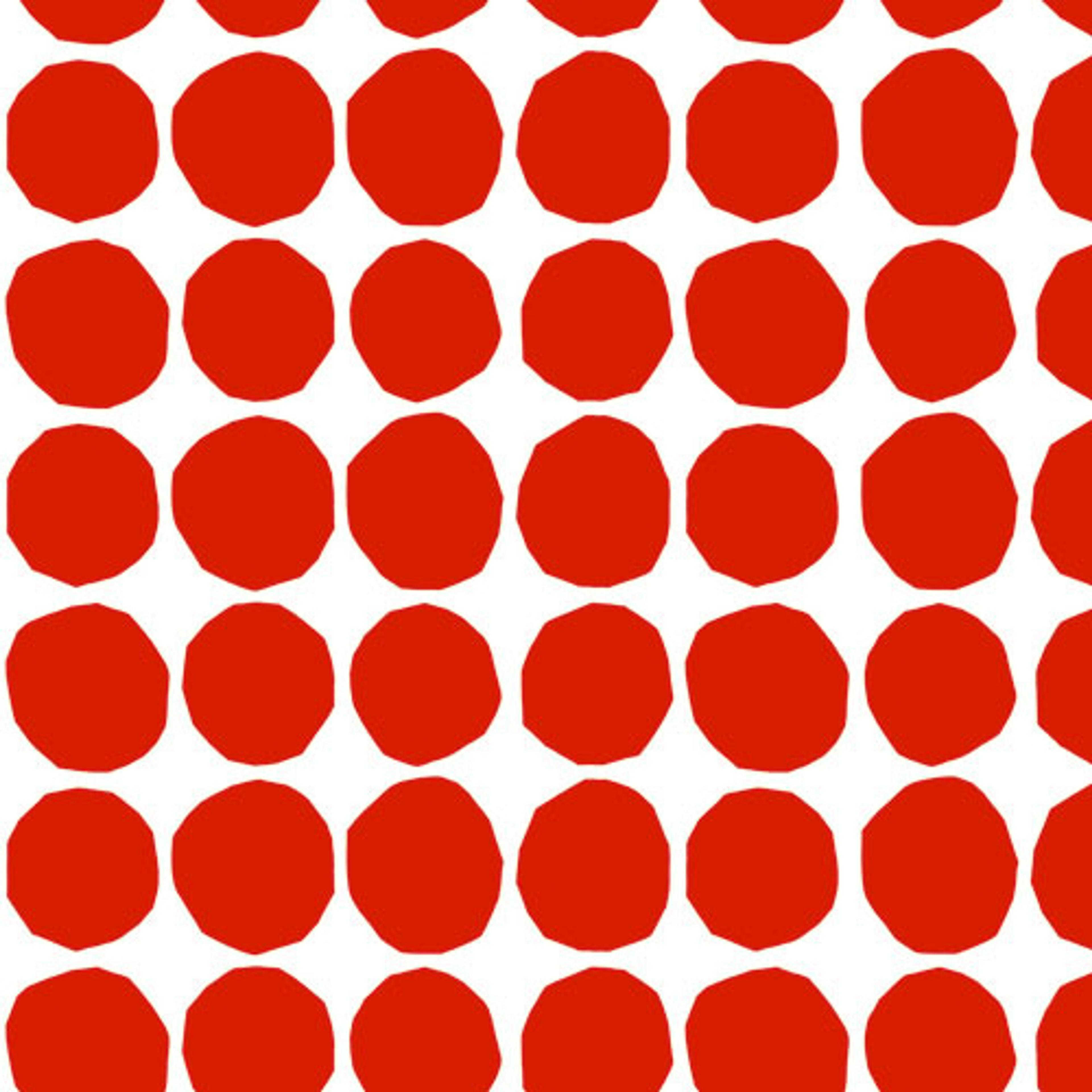 Marimekko Pienet Kivet, vit och röd tapet tapet från Midbec med prickigt mönster i vit. Från kollektionen Marimekko 5. Nonwoven-material med rak passning.