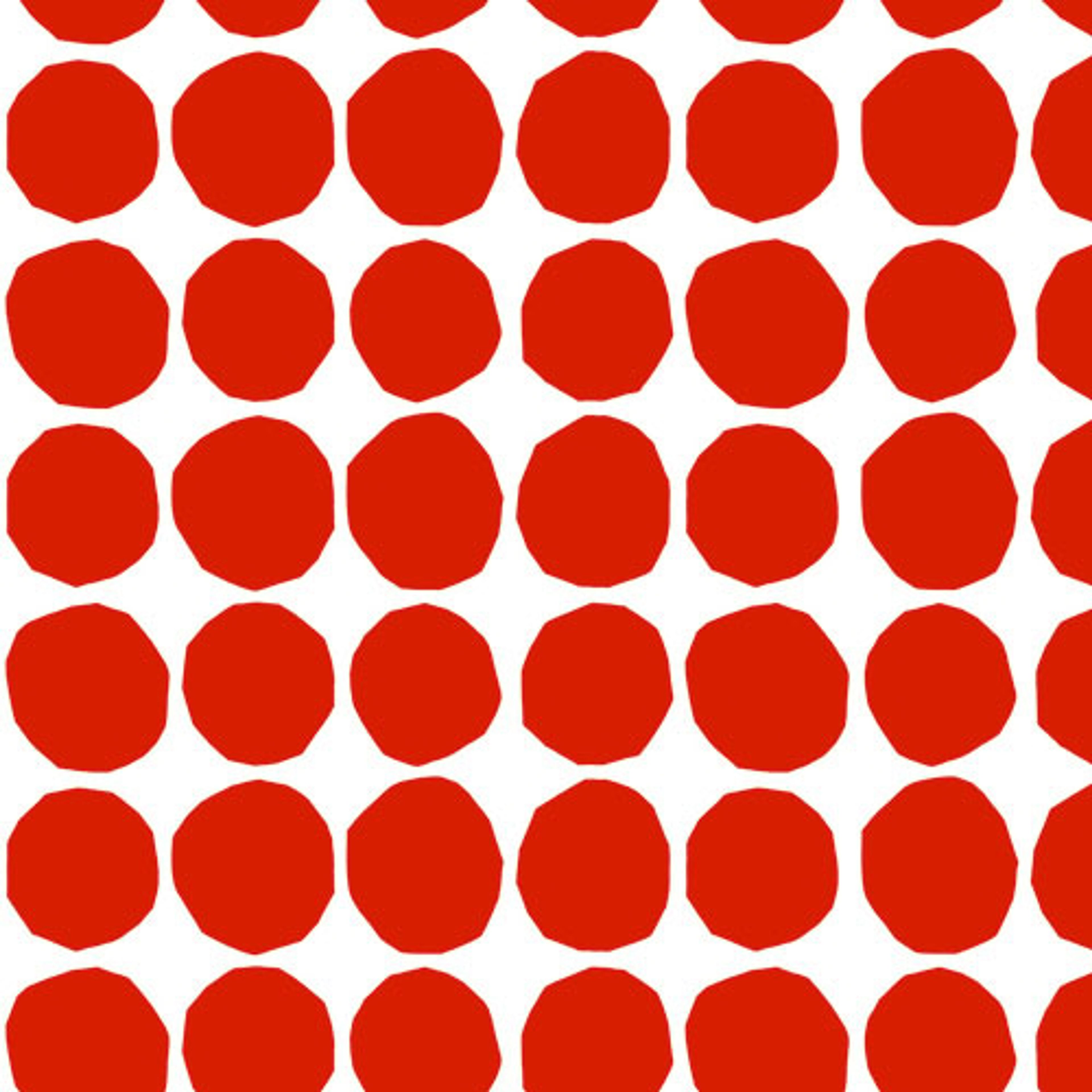 Marimekko Pienet Kivet, vit och röd tapet tapet från Midbec med prickigt mönster i vit. Från kollektionen Marimekko 5. Nonwoven-material med rak passning.