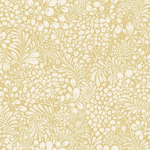 Siv, beige tapet med blommigt mönster i beige. Från kollektionen Lina 2. Nonwoven-material med förskjuten passning.