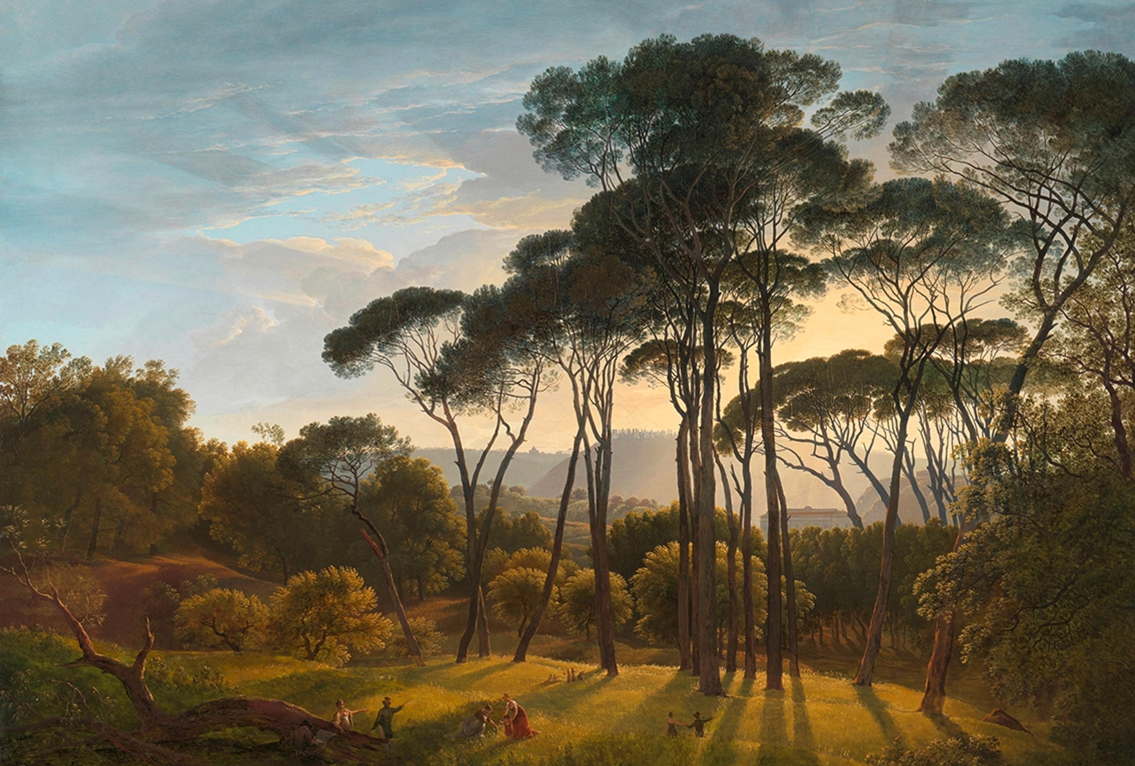 Italian Landscape, digitaltapet i grön tapet med digitalfoto mönster i grön. Från kollektionen history of art. Nonwoven-material med fri passning. Passar i vardagsrum och matsal.