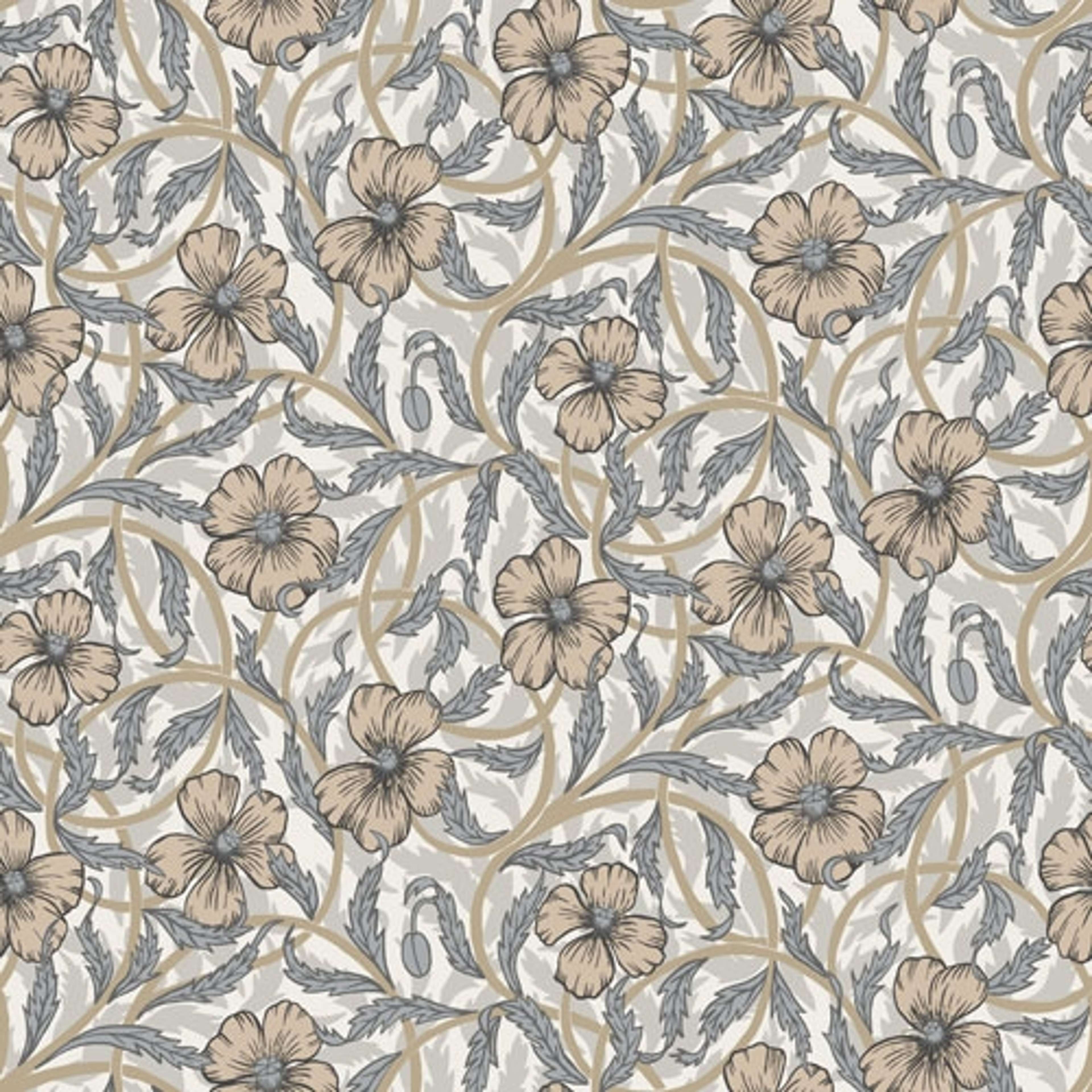 Poppy storblommig, ljus tapet från Midbec med blommigt mönster i vit. Från kollektionen Lyckebo. Nonwoven-material med rak passning.
