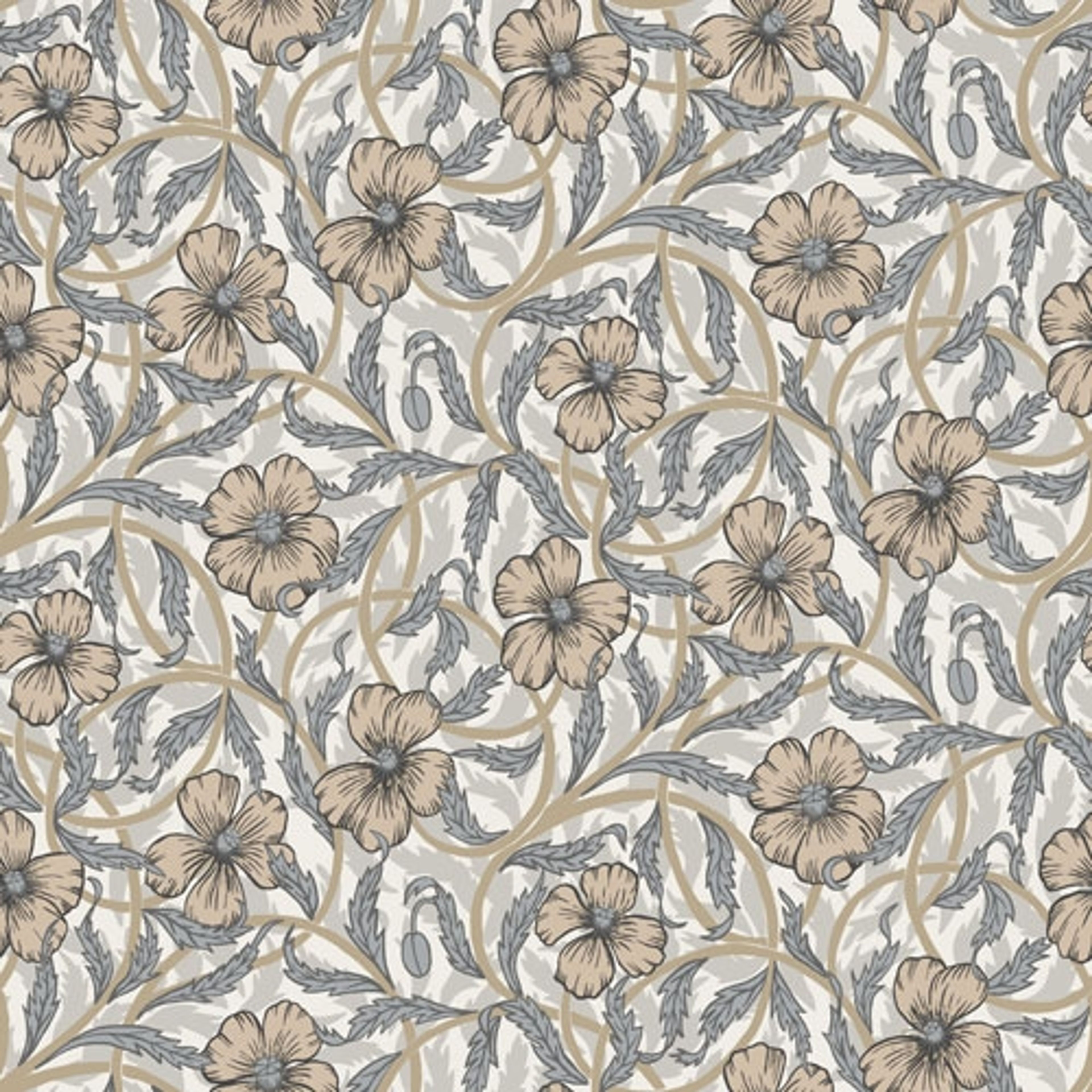 Poppy storblommig, ljus tapet från Midbec med blommigt mönster i vit. Från kollektionen Lyckebo. Nonwoven-material med rak passning.