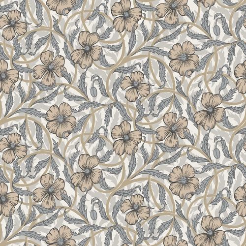 Poppy storblommig, ljus tapet från Midbec med blommigt mönster i vit. Från kollektionen Lyckebo. Nonwoven-material med rak passning.