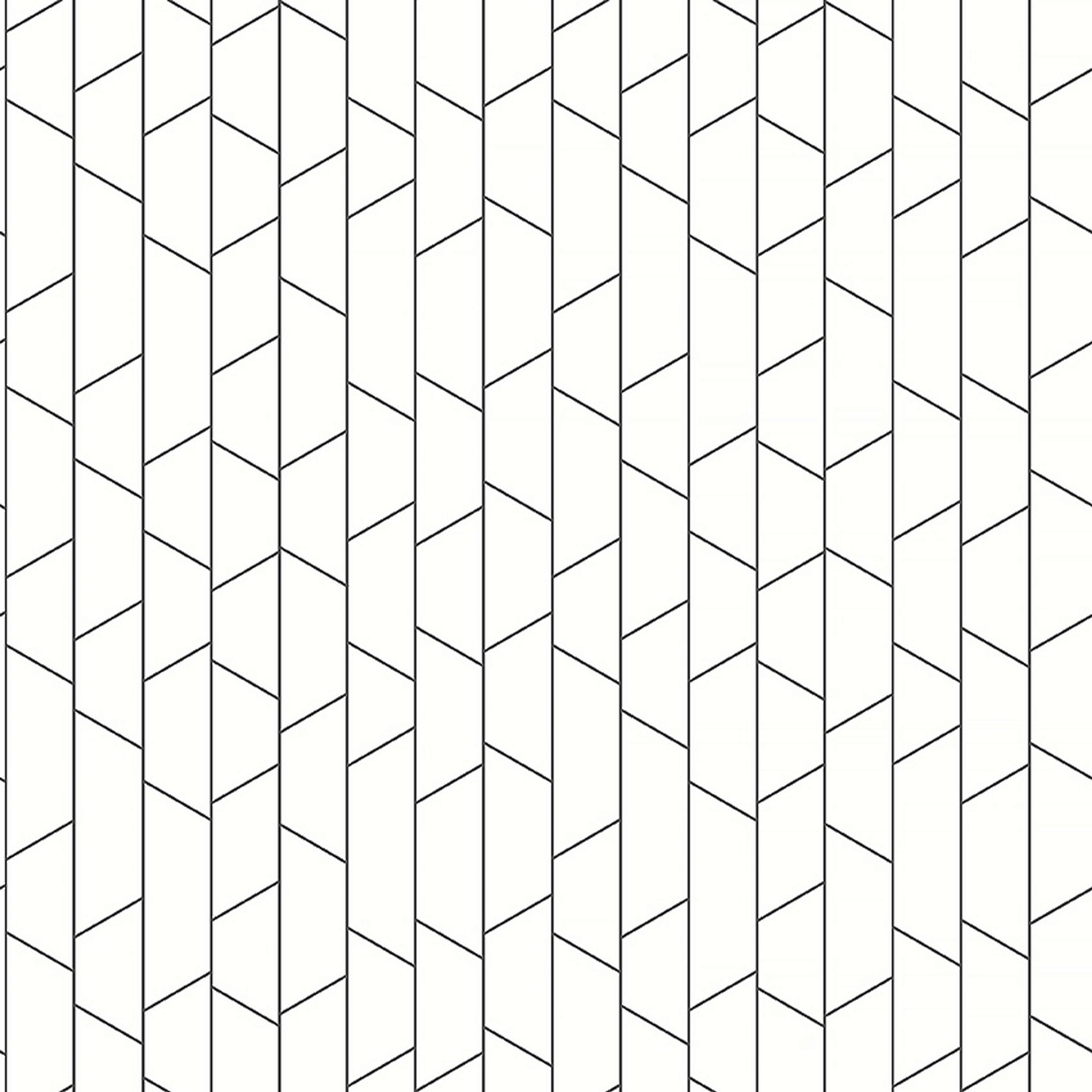 Angle, tapet tapet med grafiskt mönster i vit och svart. Från kollektionen Graphics. Nonwoven-material med rak passning. Passar i vardagsrum och matsal.