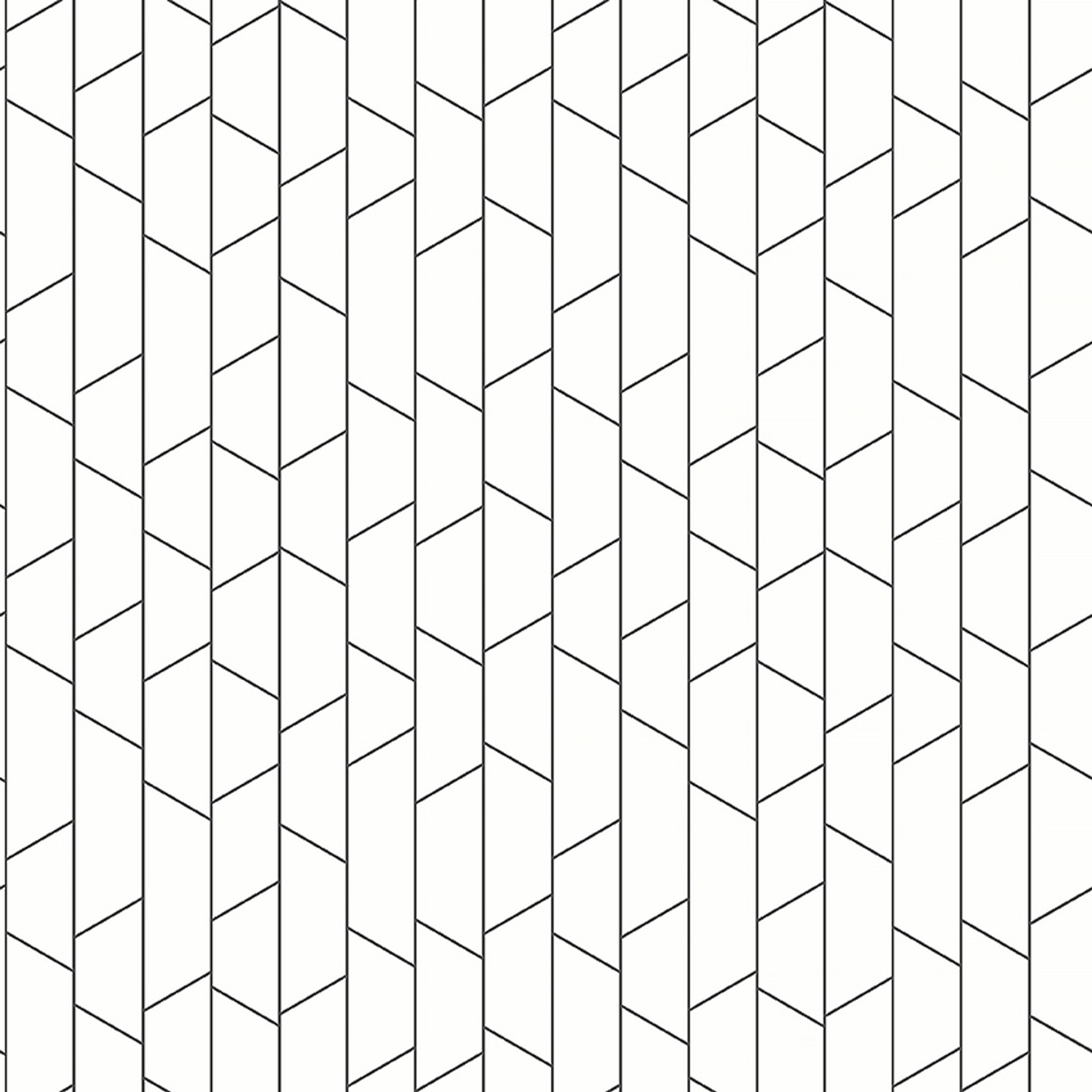 Angle, tapet tapet med grafiskt mönster i vit och svart. Från kollektionen Graphics. Nonwoven-material med rak passning. Passar i vardagsrum och matsal.