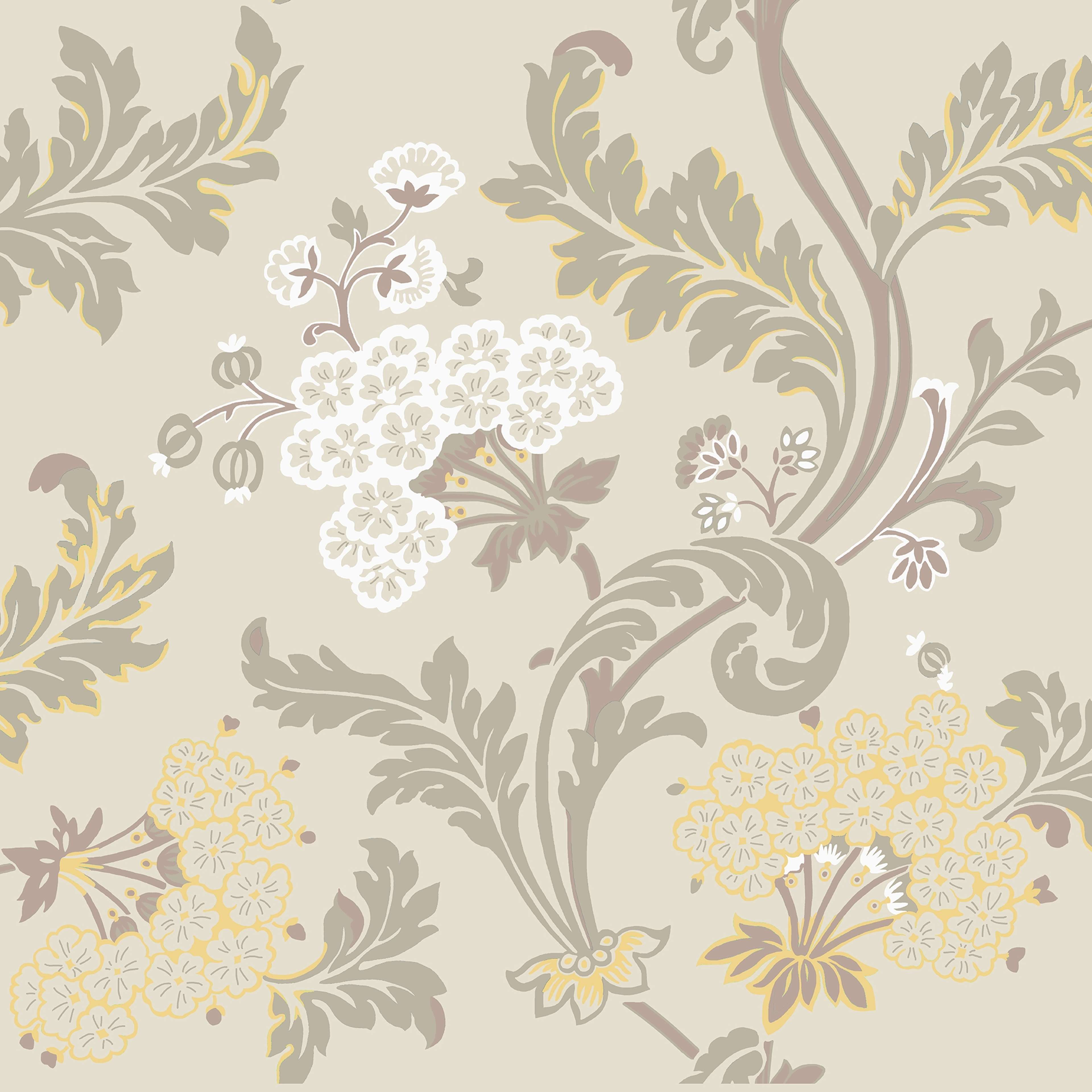 Lydias gård, Beige tapet från duro med botaniskt mönster i beige. Från kollektionen Gammalsvenska QuickUp. Nonwoven-material med förskjuten passning. City-stil.