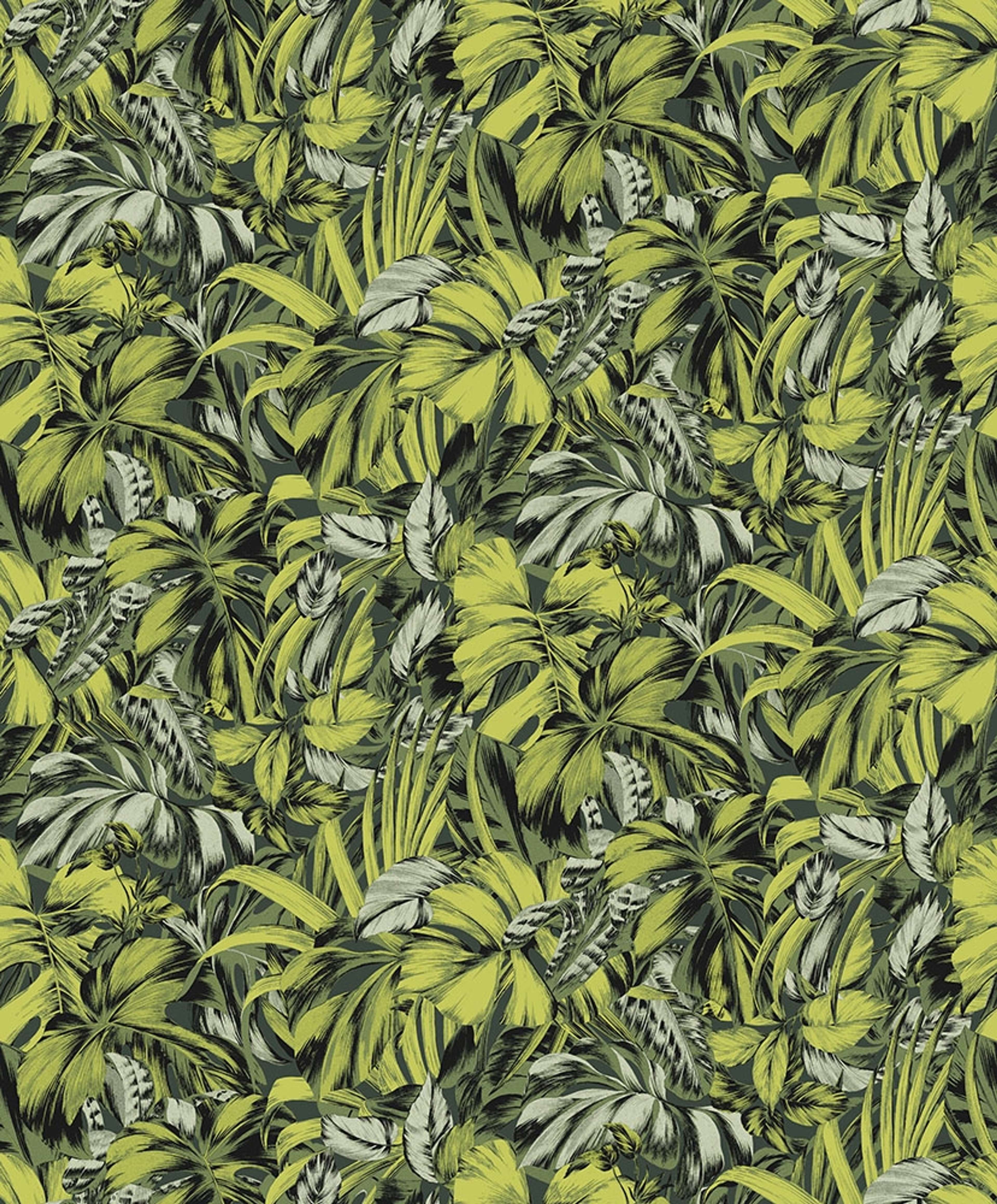 Bonita, grön tapet tapet med botaniskt mönster i grön. Från kollektionen Aquila. Nonwoven-material med förskjuten passning.
