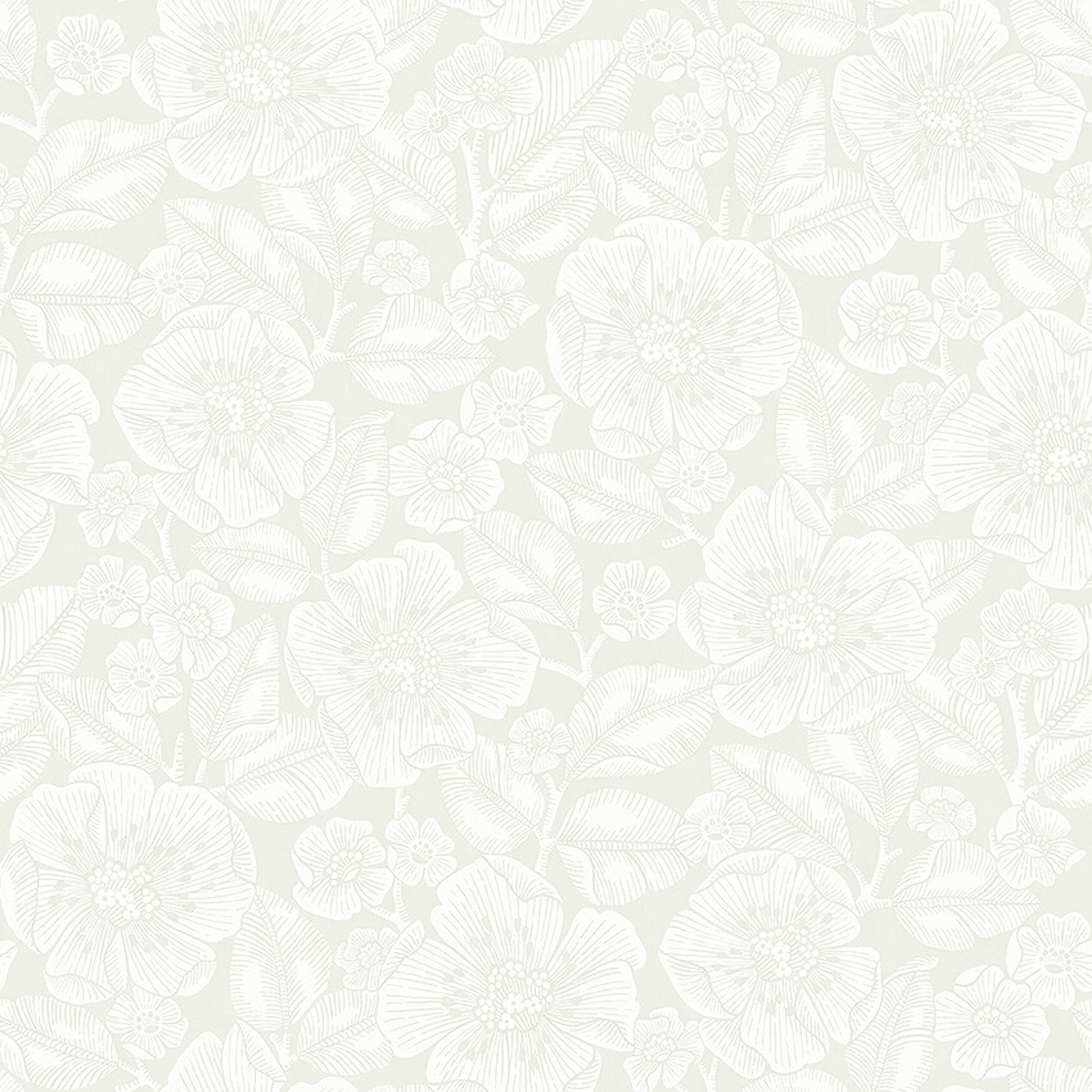 Borosan 21 8616 tapet med blommigt mönster i vit. Från kollektionen Borosan 21. Papper-material med rak passning.