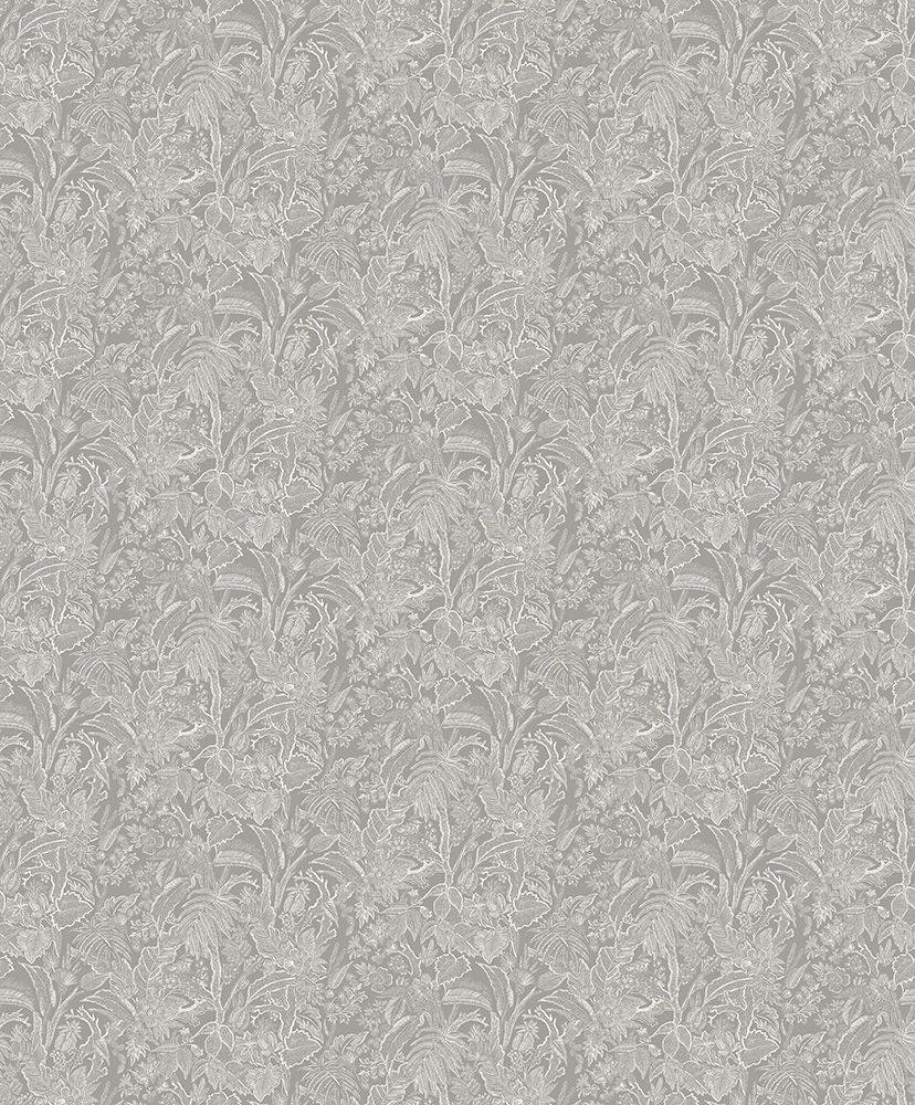 Onikar Silver tapet med botaniskt mönster i grå. Från kollektionen Summer. Nonwoven-material med rak passning.