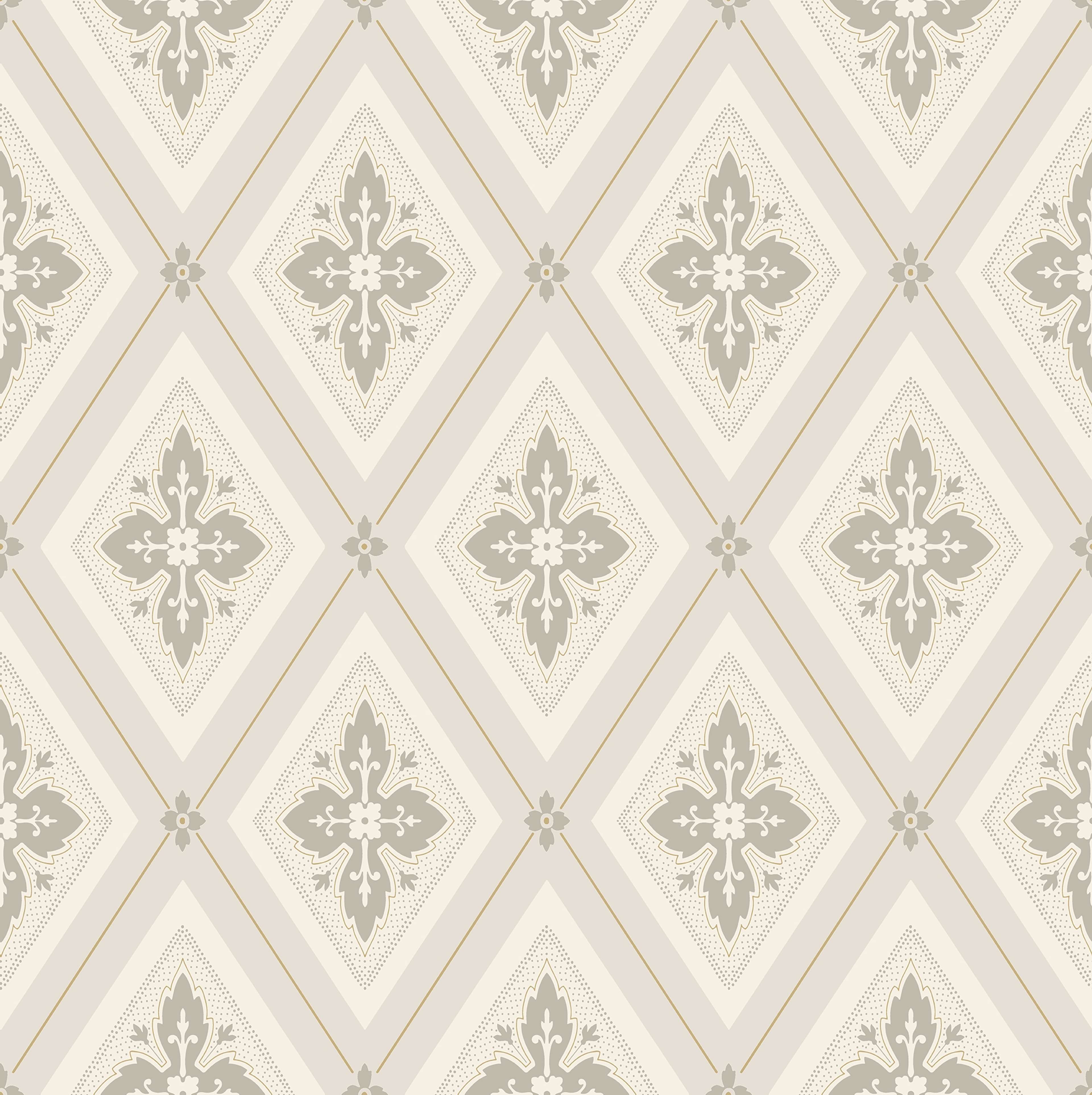 Astrid, Beige tapet från duro med geometriskt mönster i beige. Från kollektionen Gammalsvenska QuickUp. Nonwoven-material med rak passning. Vintage, lyx, city-stil.