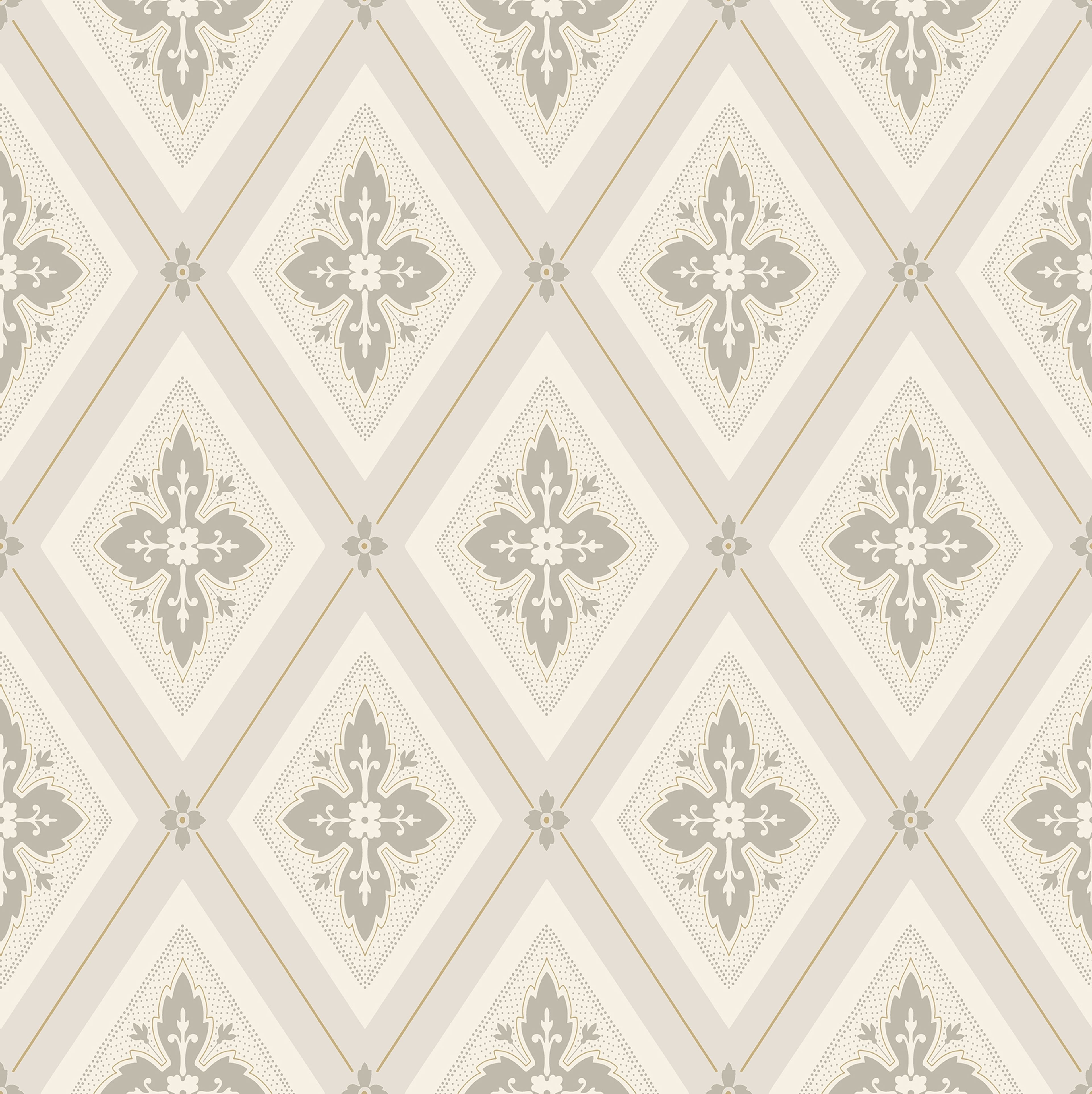 Astrid, Beige tapet från duro med geometriskt mönster i beige. Från kollektionen Gammalsvenska QuickUp. Nonwoven-material med rak passning. Vintage, lyx, city-stil.