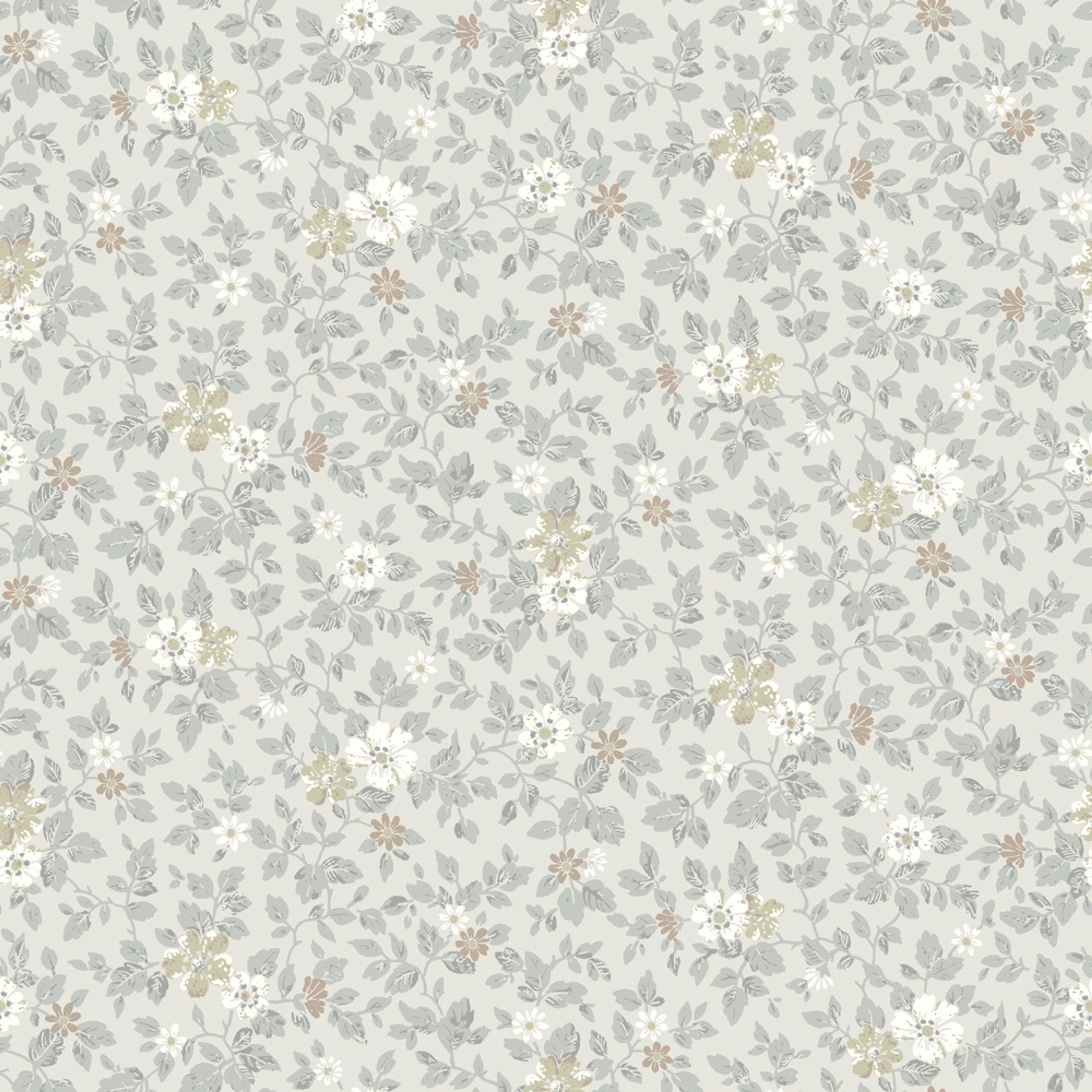 Linnea grå, tapet tapet med blommigt mönster i grå. Från kollektionen Sommaräng. Nonwoven-material med rak passning.