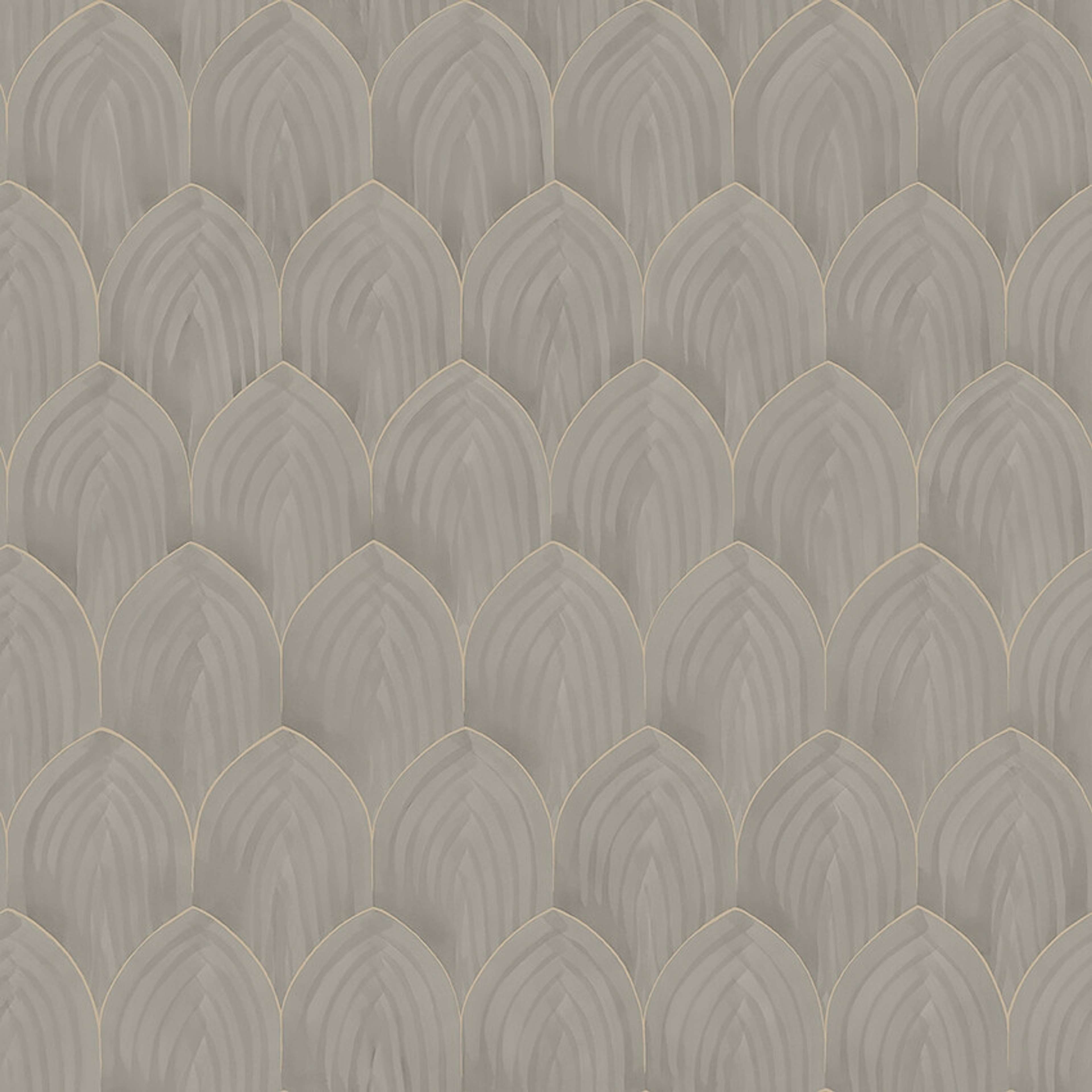Golden Arches tapet tapet med geometriskt mönster i brun. Från kollektionen Dreamy Escape. Nonwoven-material med rak passning. Passar i vardagsrum och matsal.