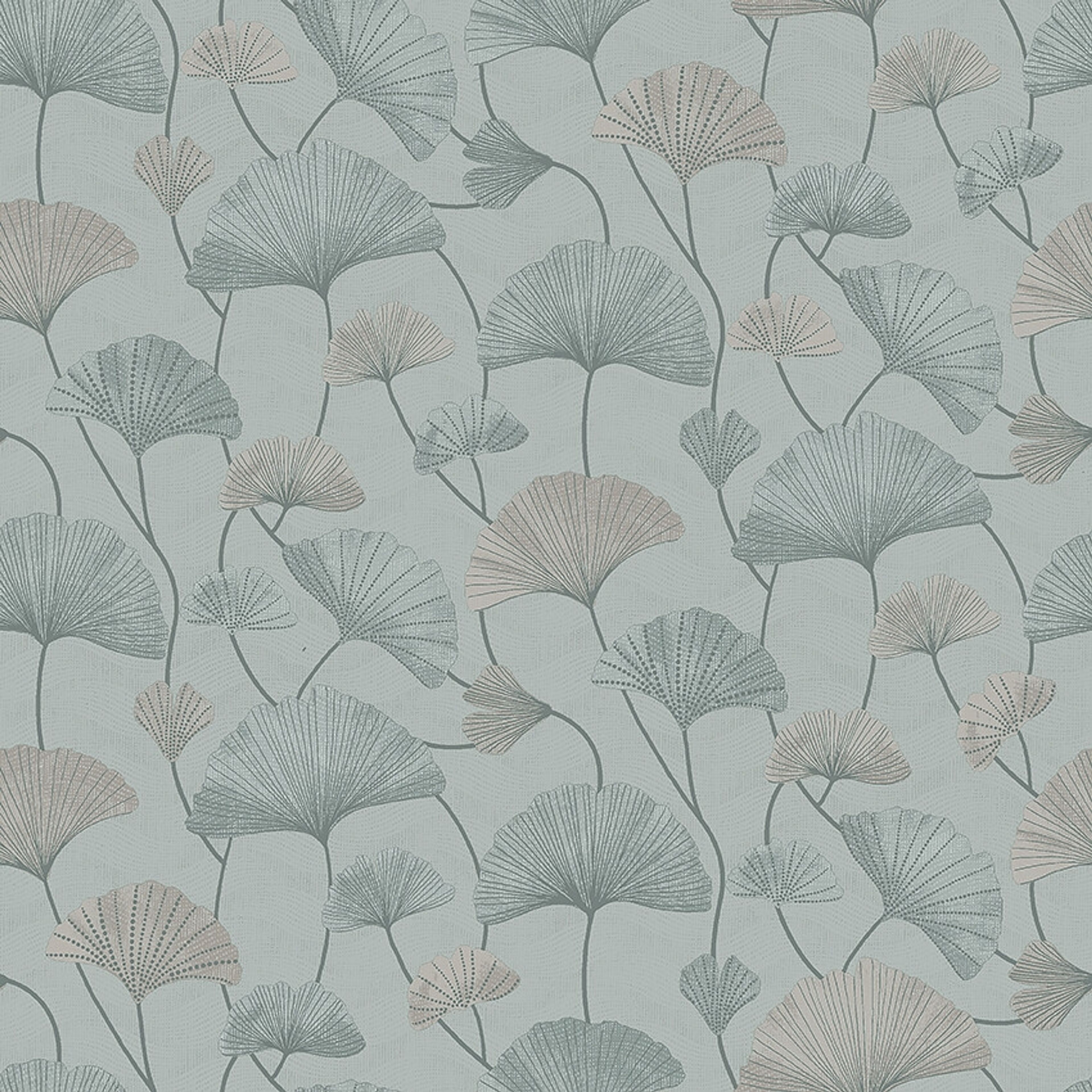 Sophia blå tapet tapet med botaniskt mönster i blå. Från kollektionen Swedish Grace. Nonwoven-material med rak passning. Passar i sovrum.