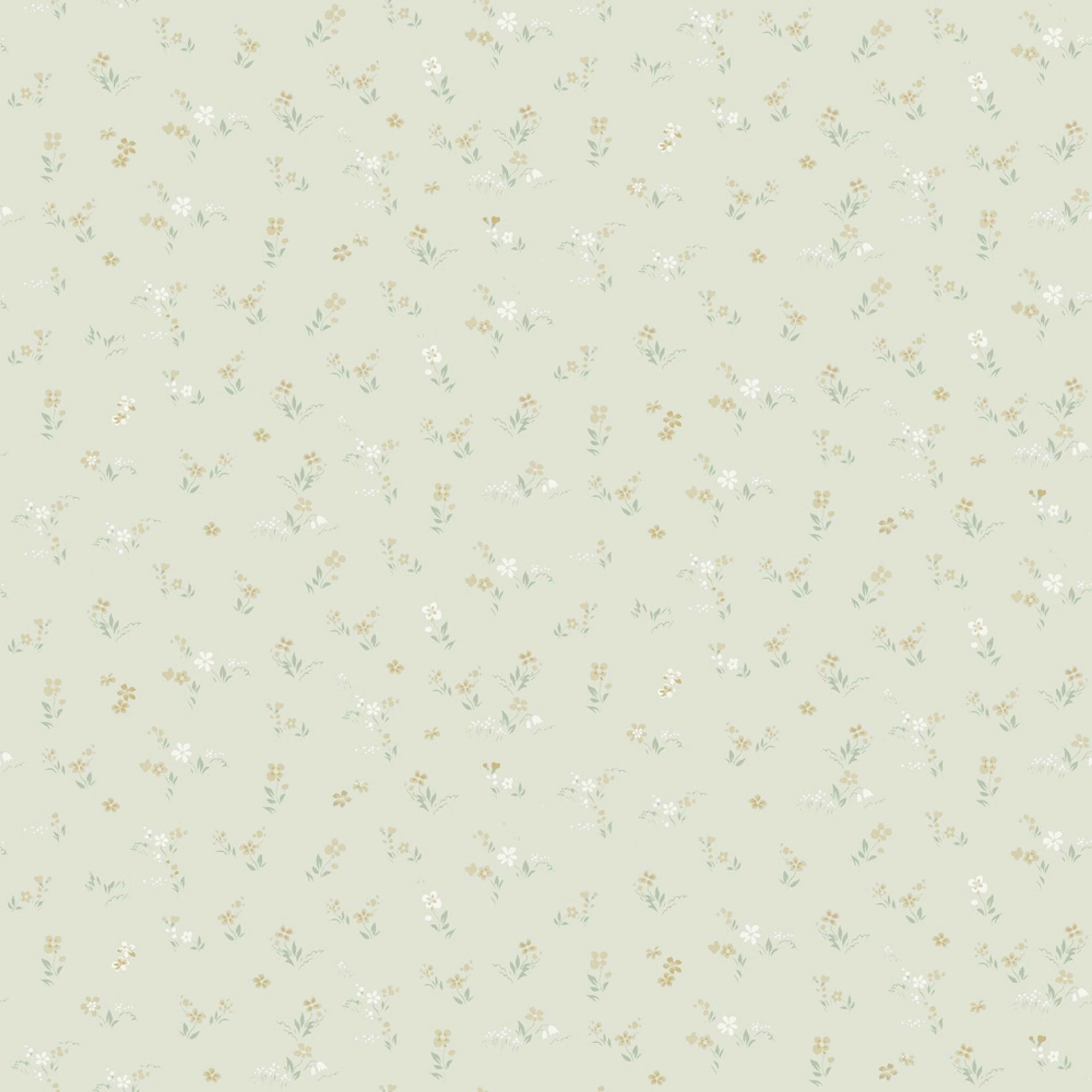 Sommarnatt grågrön, tapet tapet med blommigt mönster i grön. Från kollektionen Sommaräng. Nonwoven-material med rak passning.