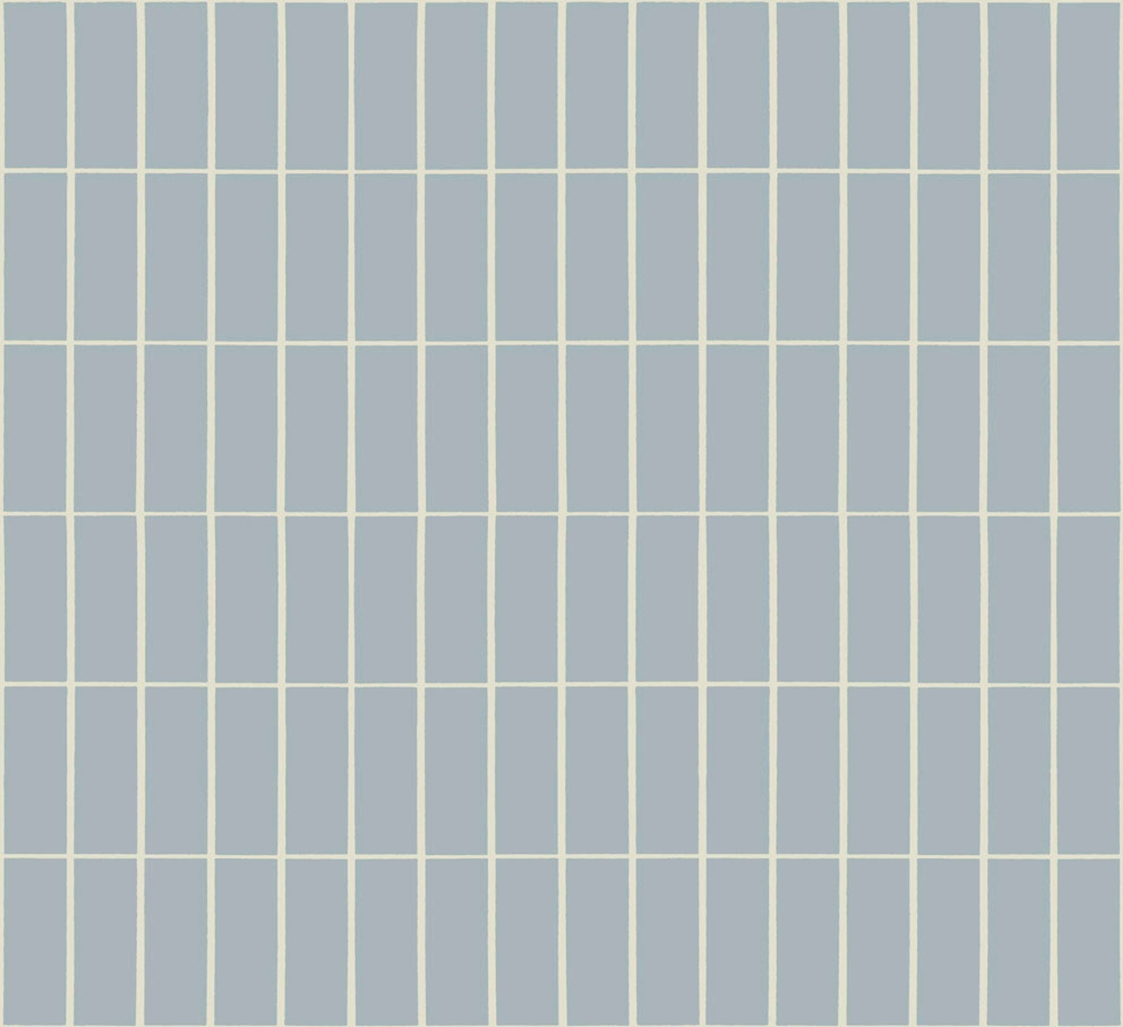 Tilliskivi tapet med rutigt mönster i blå. Från kollektionen Marimekko 6. Nonwoven-material med rak passning.