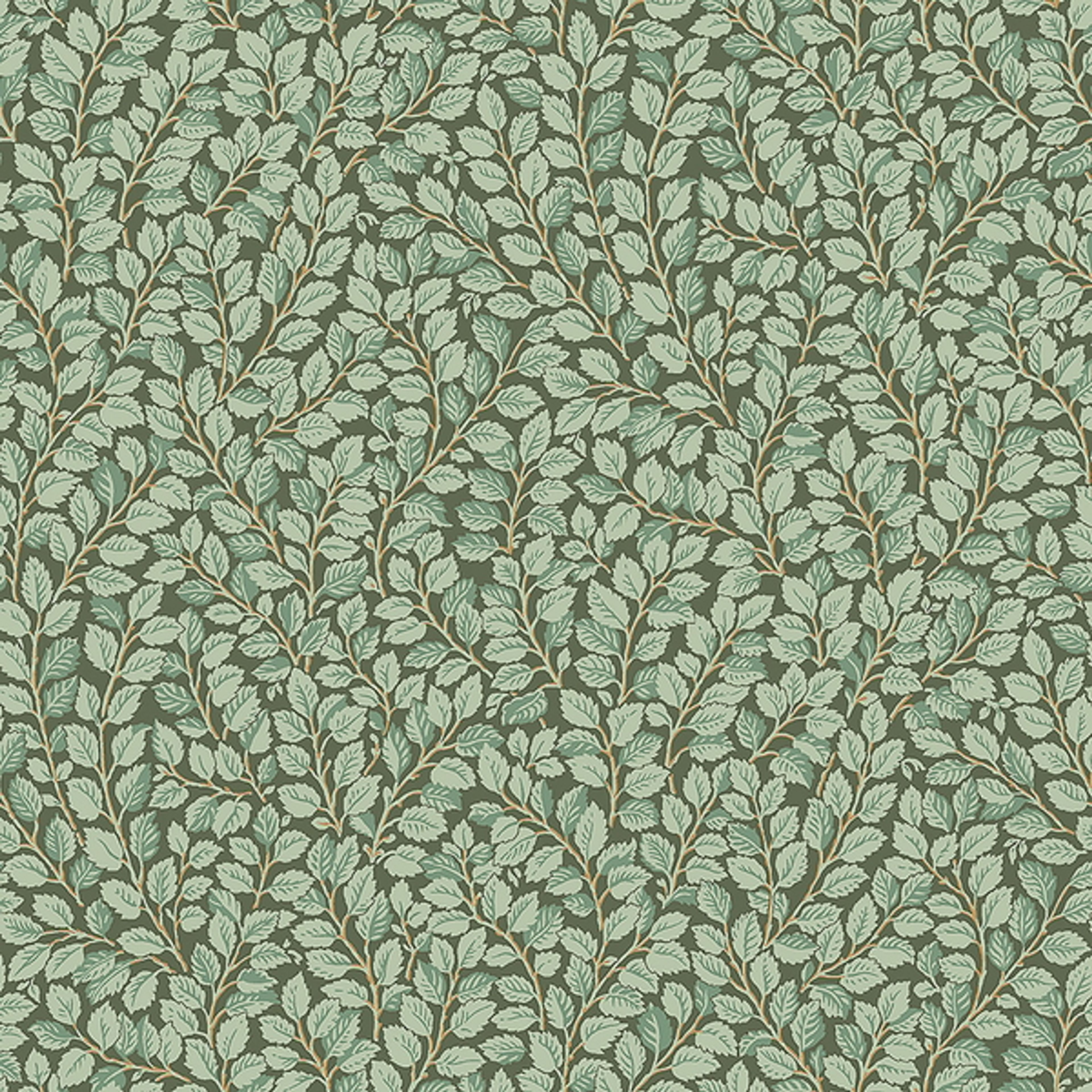 Hazel småbladig, grön tapet från Boråstapeter med botaniskt mönster i grön. Från kollektionen Falsterbo III. Nonwoven-material med rak passning.