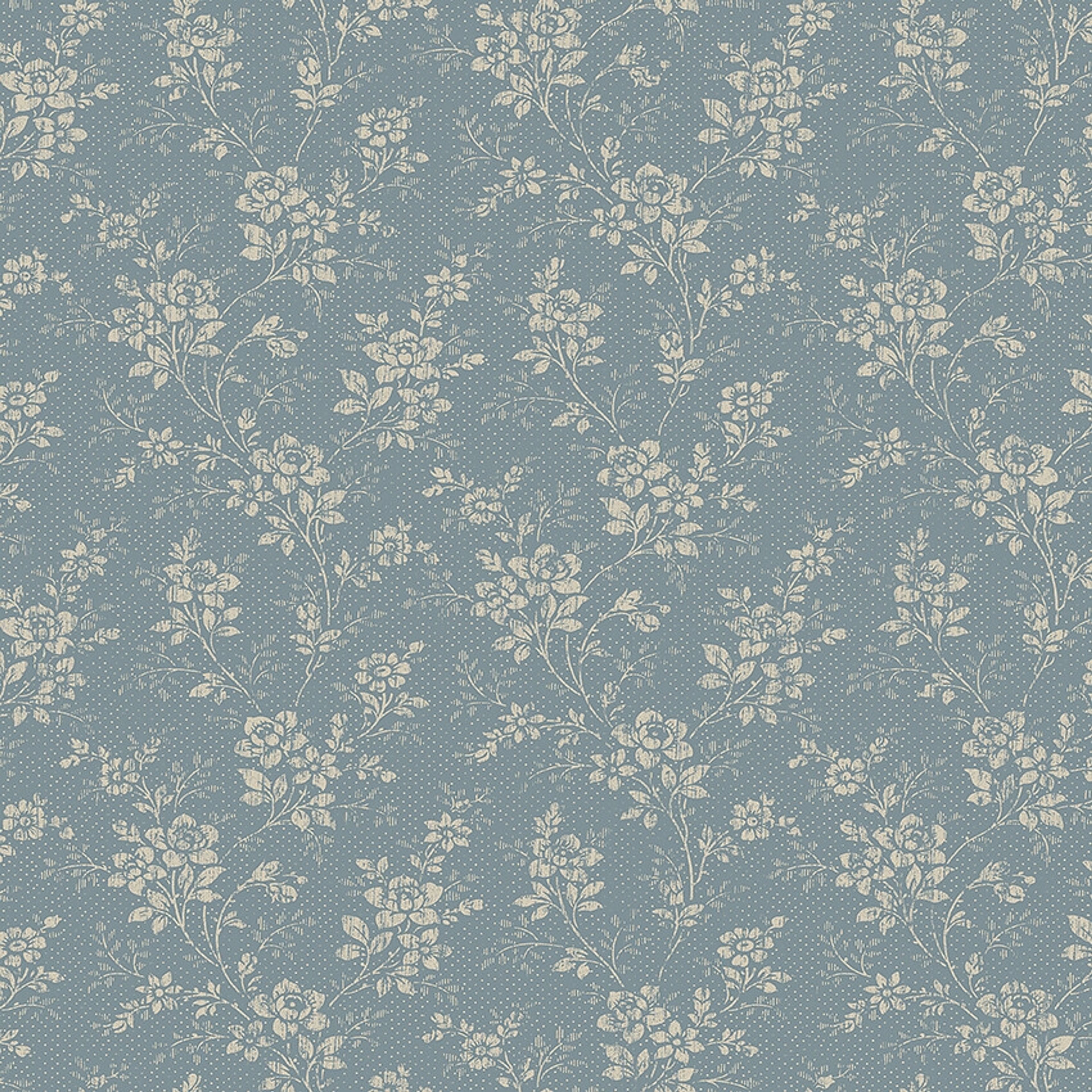 Hip Rose tapet med blommigt mönster i blå. Från kollektionen Woodland. Nonwoven-material med förskjuten passning.