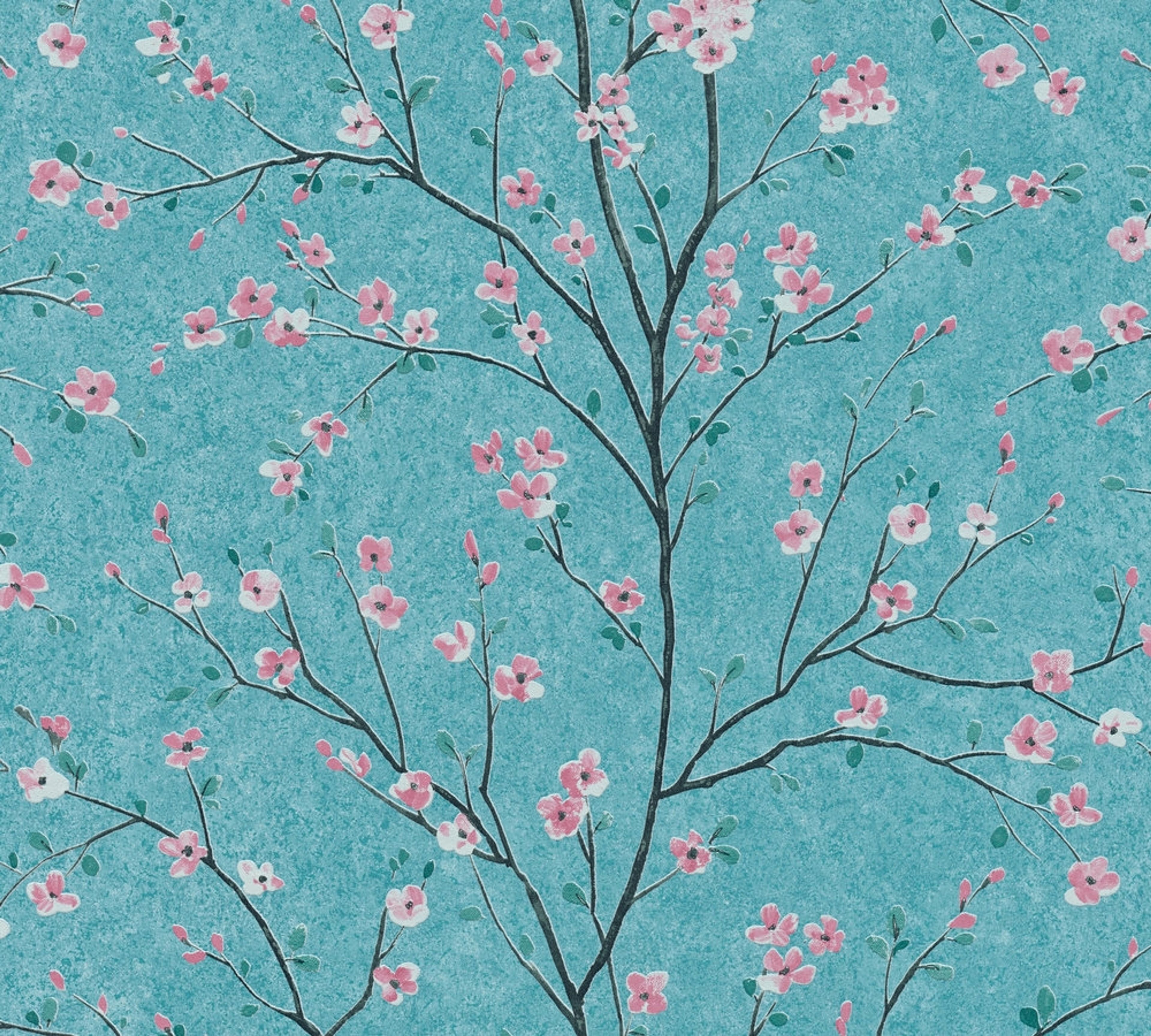 Mio - Tokio strukturtapet i turkos tapet med blommigt mönster i turkos. Från kollektionen metropolitan stories 2. Nonwoven-material med förskjuten passning. Passar i vardagsrum och matsal.