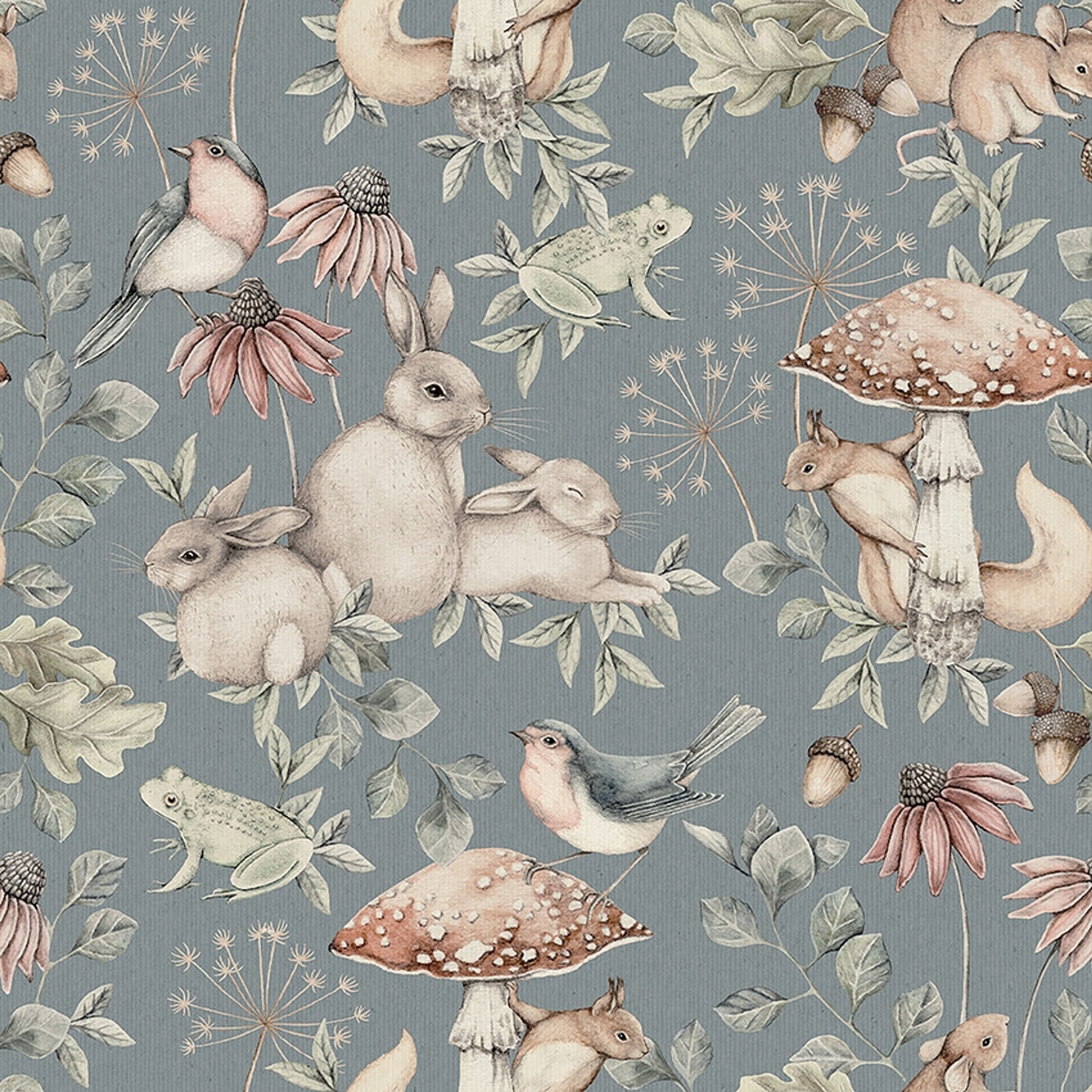Minou blå, tapet tapet med djur, barnrum mönster i blå. Från kollektionen Newbie II Wallpaper. Nonwoven-material med rak passning. Passar i barnrum.
