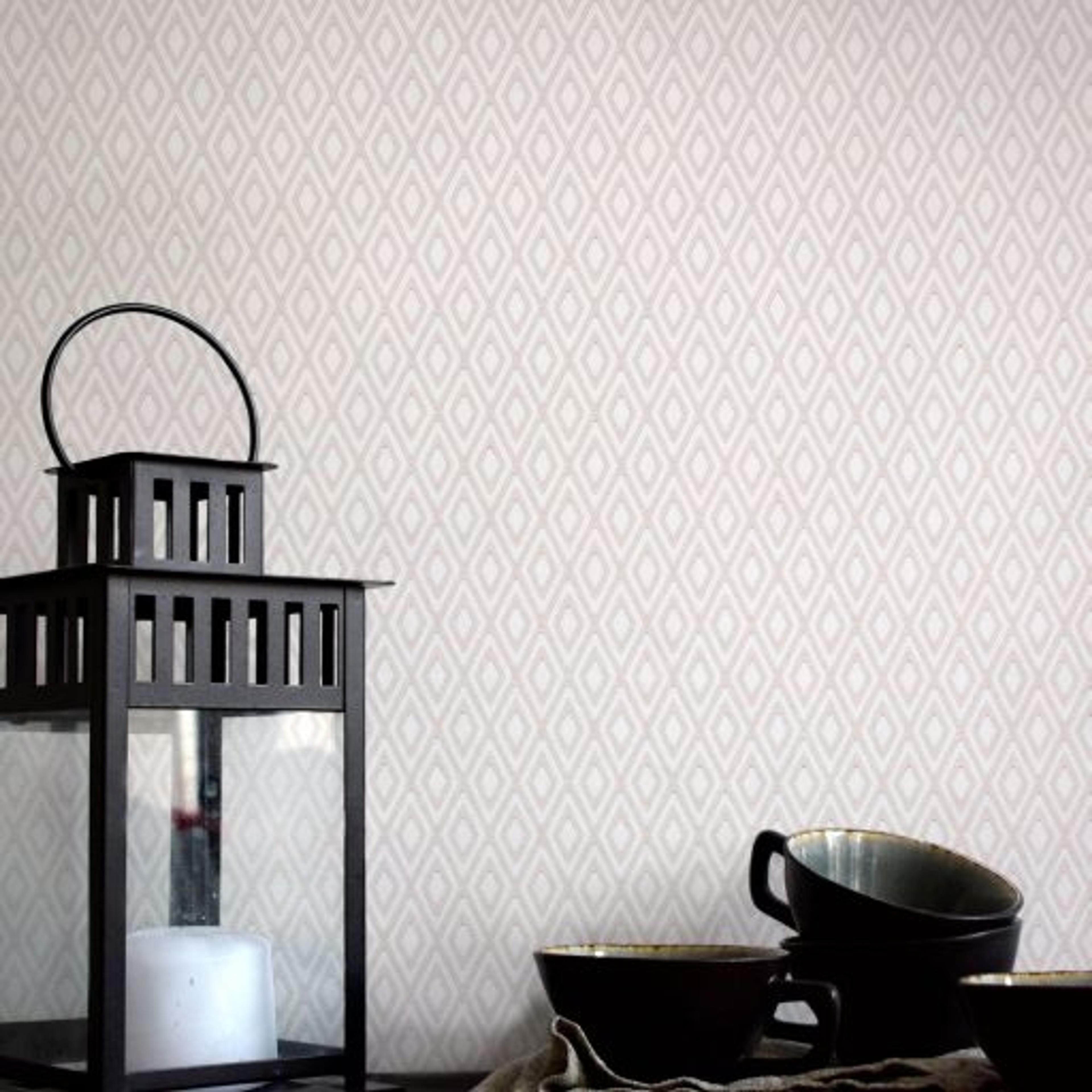 Gåsöga, Vit tapet från duro med rutigt, geometriskt mönster i vit. Från kollektionen Natur. Nonwoven-material med rak passning.