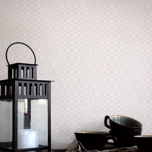 Gåsöga, Vit tapet från duro med rutigt, geometriskt mönster i vit. Från kollektionen Natur. Nonwoven-material med rak passning.