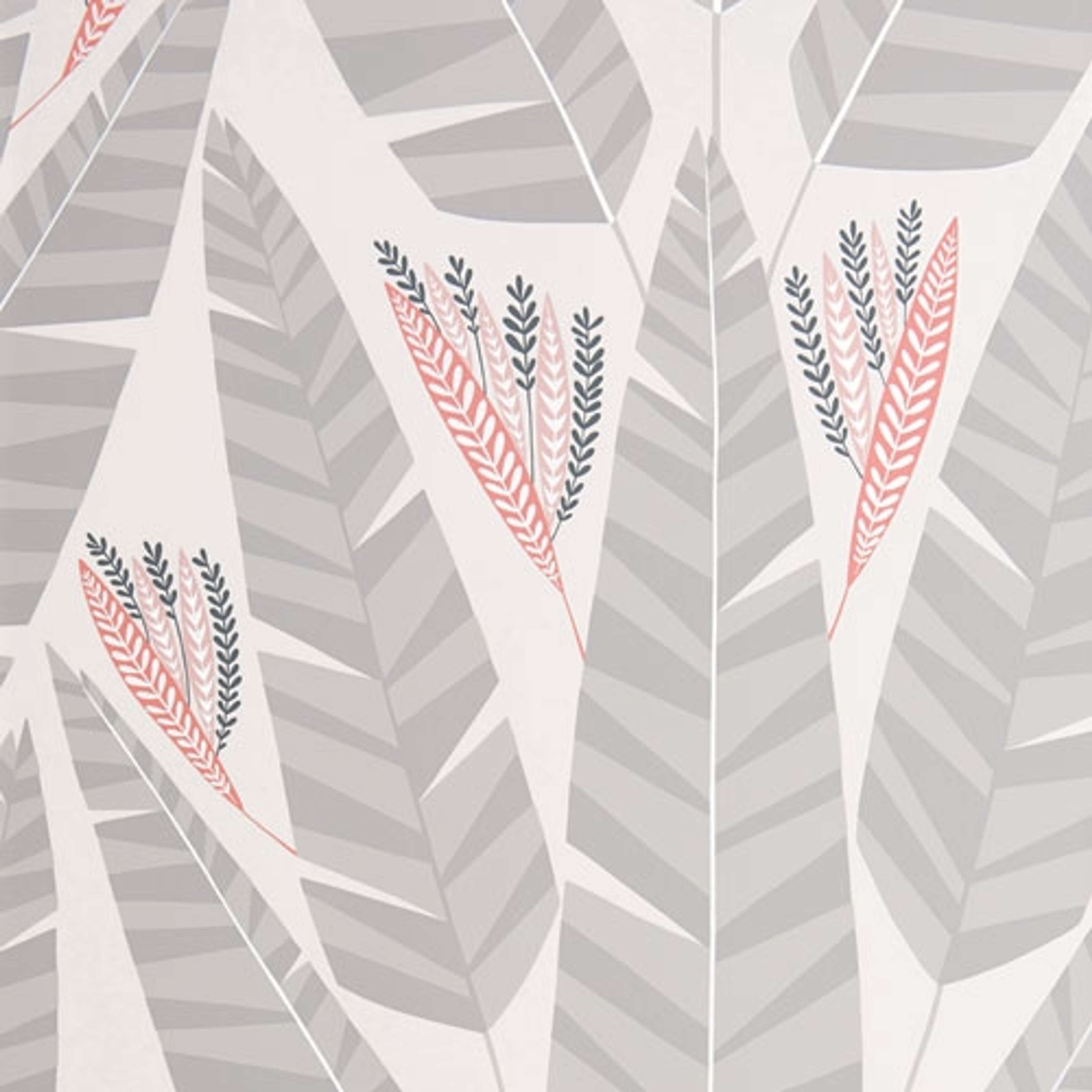 Jungle Plantation tapet från Midbec med botaniskt mönster i grå. Från kollektionen Pioneer. Nonwoven-material med förskjuten passning.