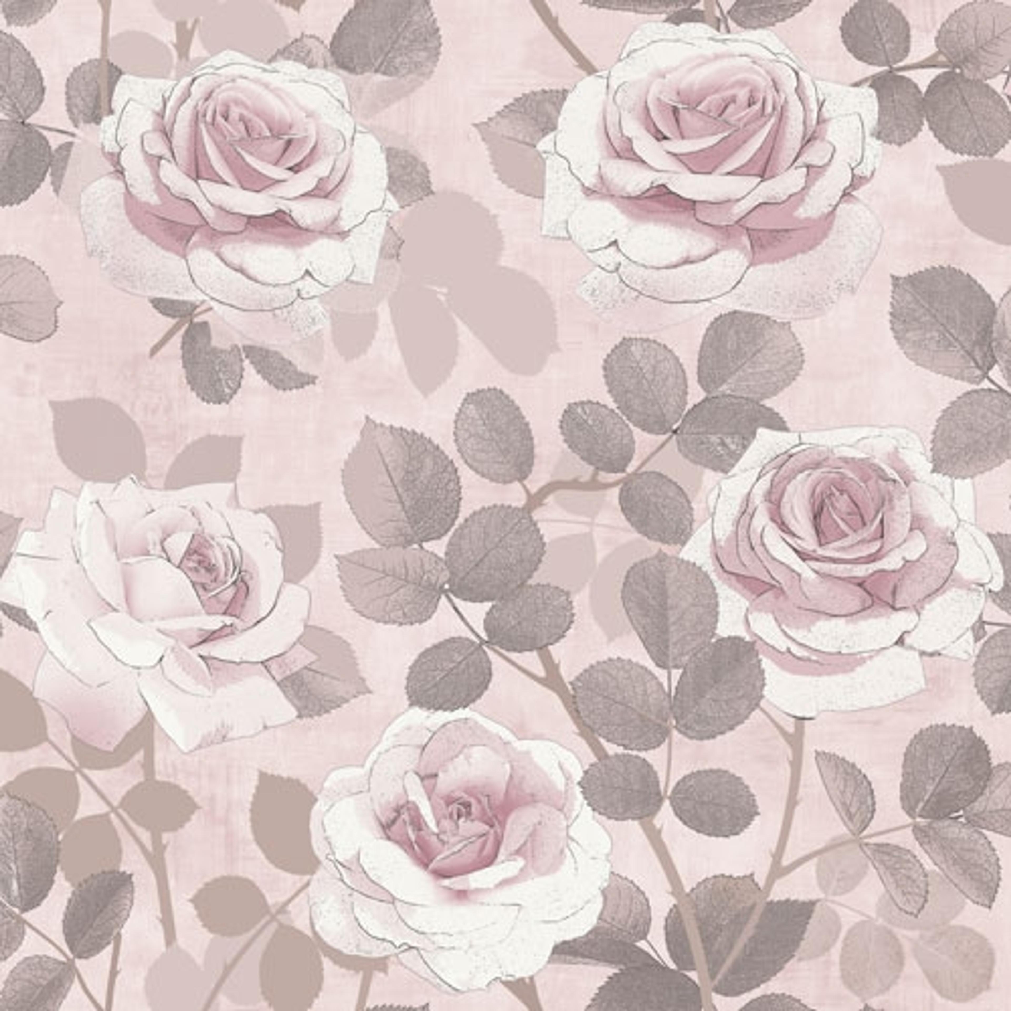 Solitär rosor, rosa tapet från Midbec med blommigt mönster i rosa. Från kollektionen Solitär. Nonwoven-material med förskjuten passning. Passar i vardagsrum, sovrum och matsal.