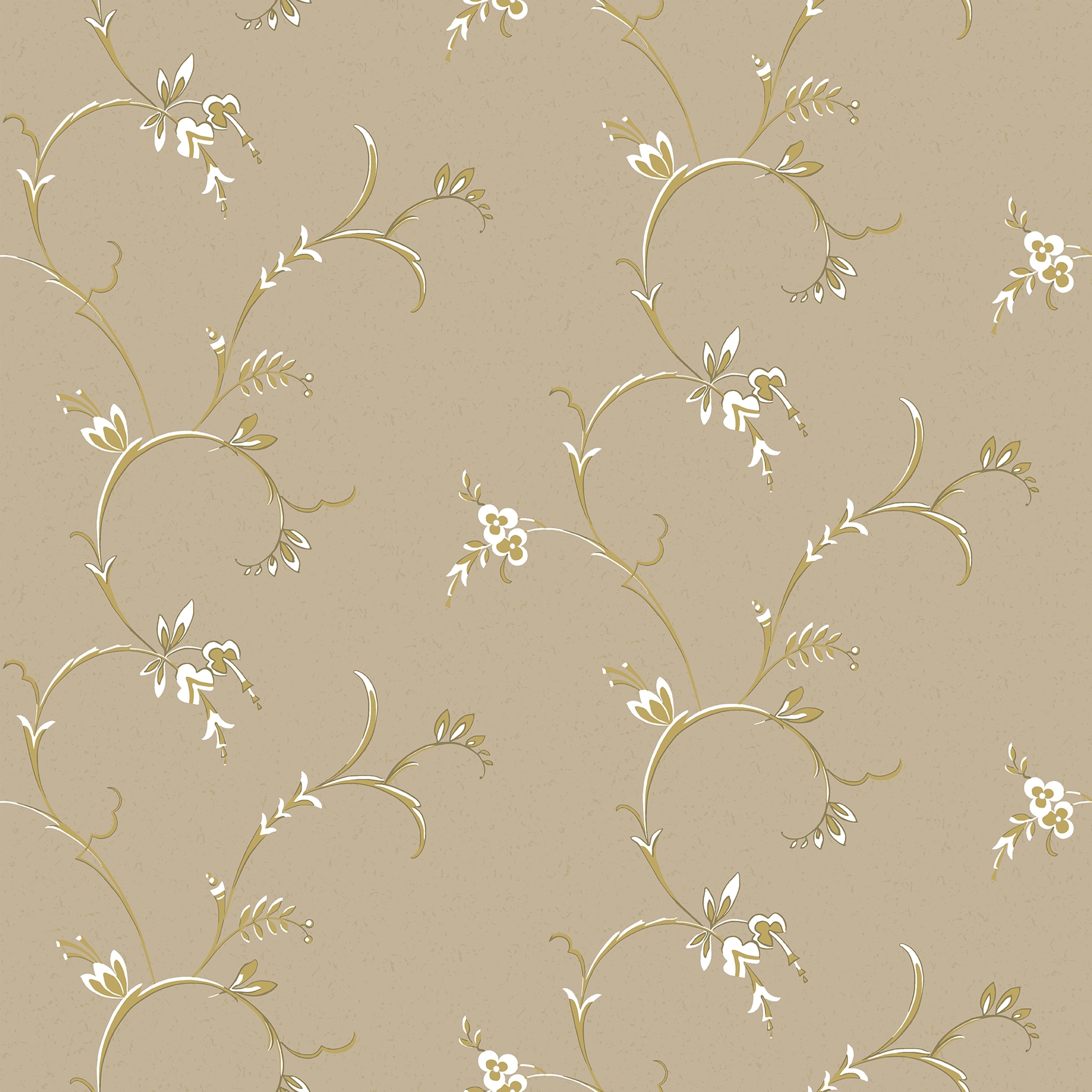 Ekbacken Beige tapet med blommigt mönster i beige. Från kollektionen Gammalsvenska klassiker 1850–1950. Nonwoven-material med rak passning.
