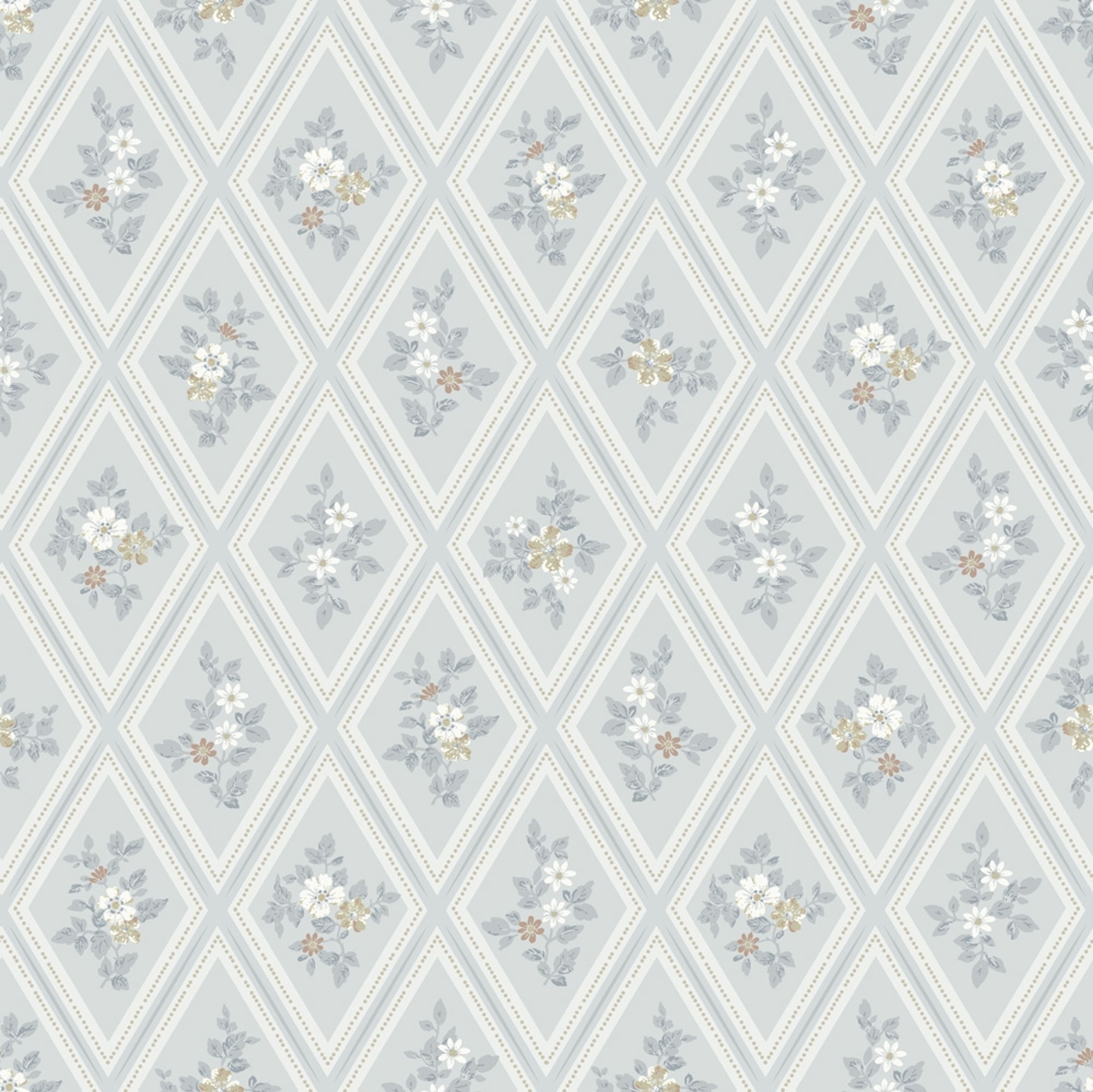 Trellis blå, tapet tapet med blommigt, trellis mönster i blå. Från kollektionen Sommaräng. Nonwoven-material med rak passning.