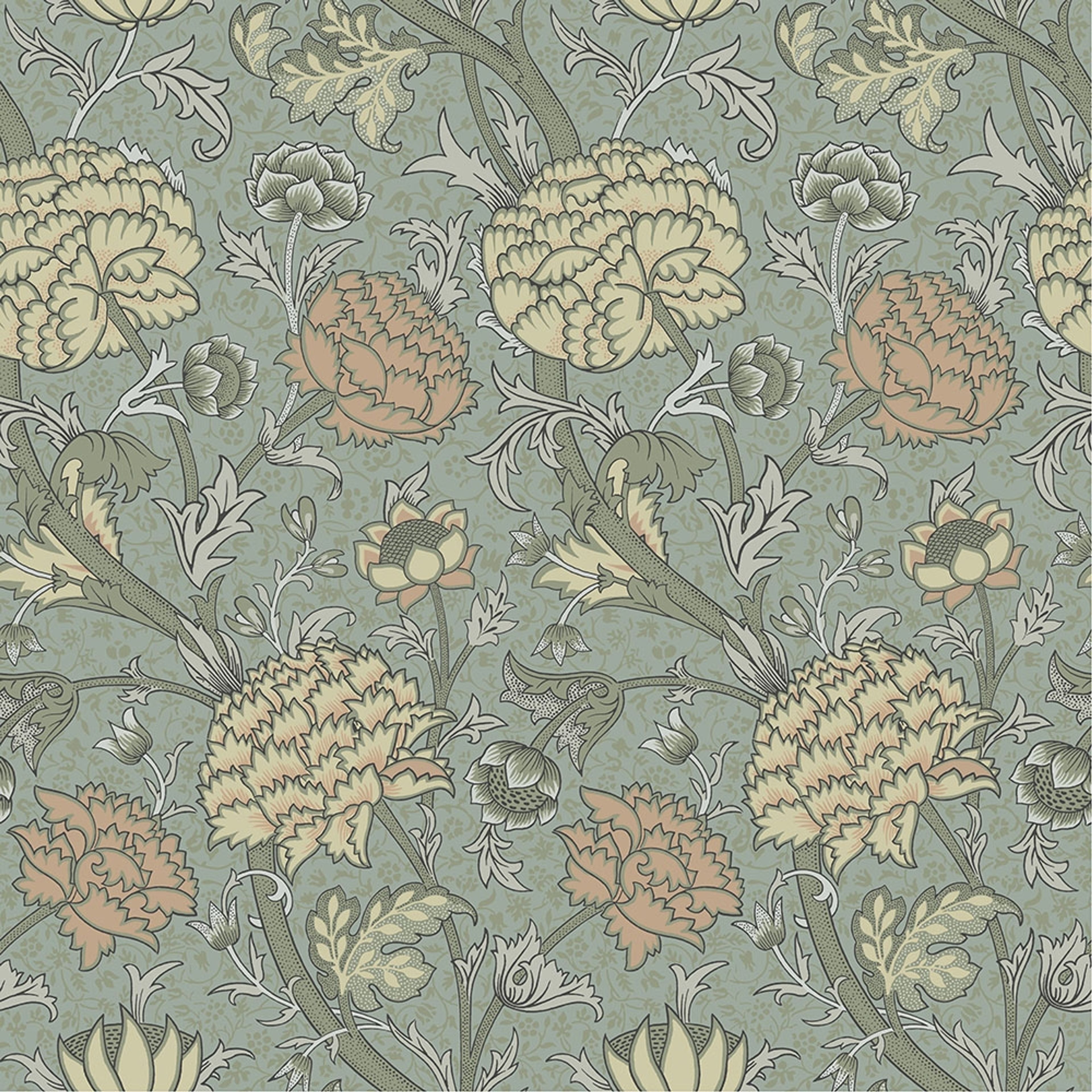 Cray, gul tapet tapet från Midbec med botaniskt, blommigt mönster i gul och grön. Från kollektionen Hidden Treasures vol 1. Nonwoven-material med rak passning.