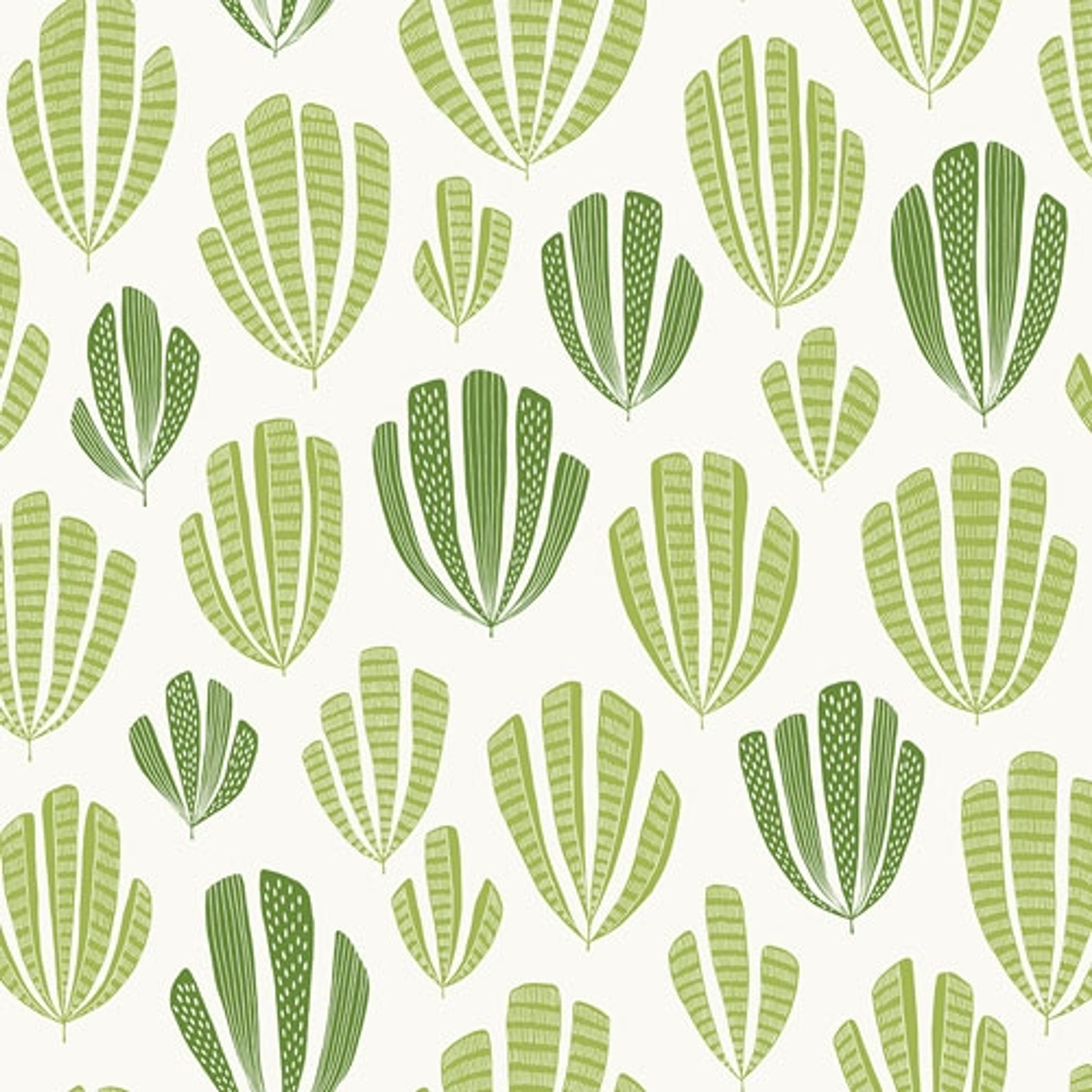 Hoja Spring tapet från Midbec med botaniskt, retro mönster i vit. Från kollektionen Kinfolk. Nonwoven-material med förskjuten passning.