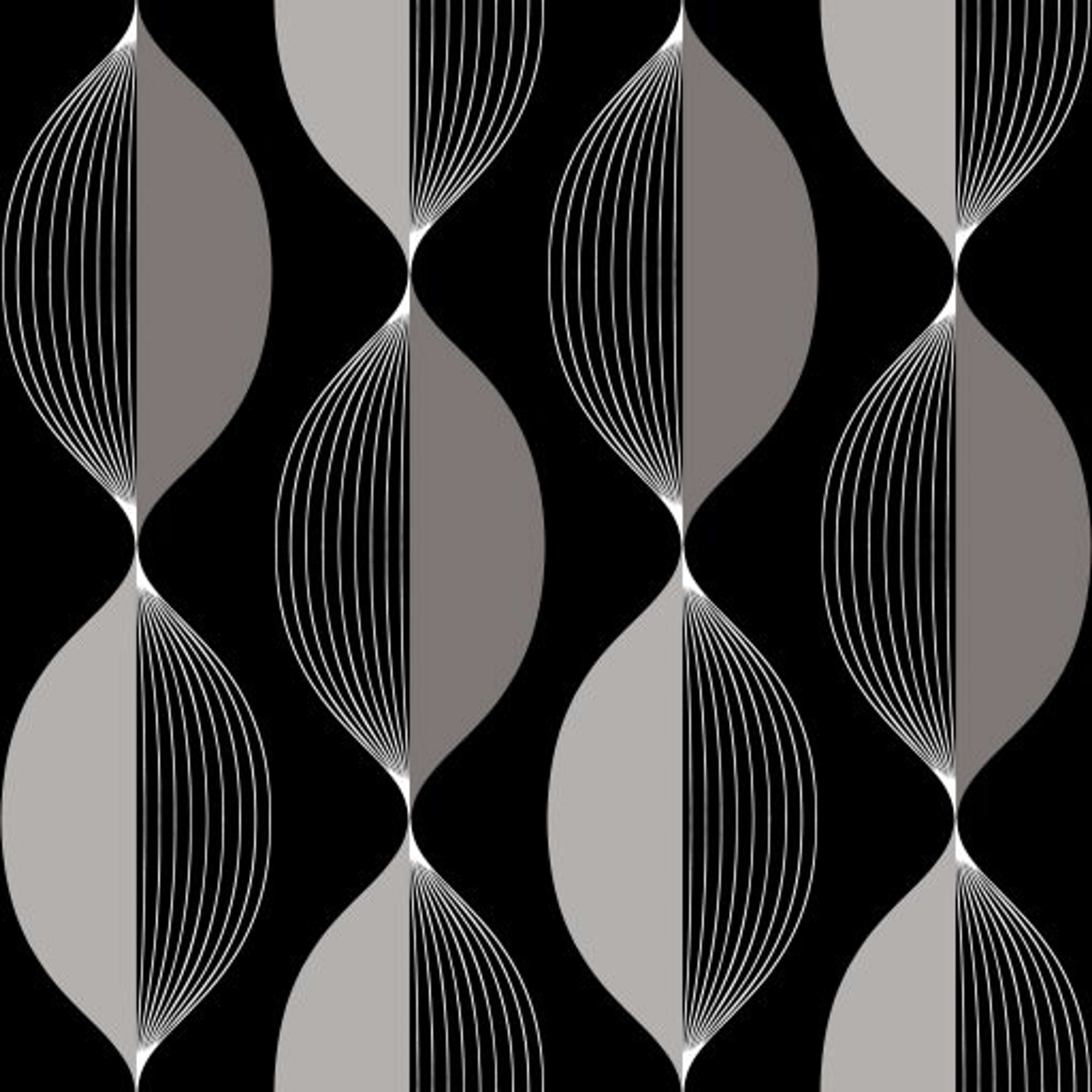 Ellips, Svart tapet från duro med geometriskt mönster i svart. Från kollektionen Natur. Nonwoven-material med rak passning.
