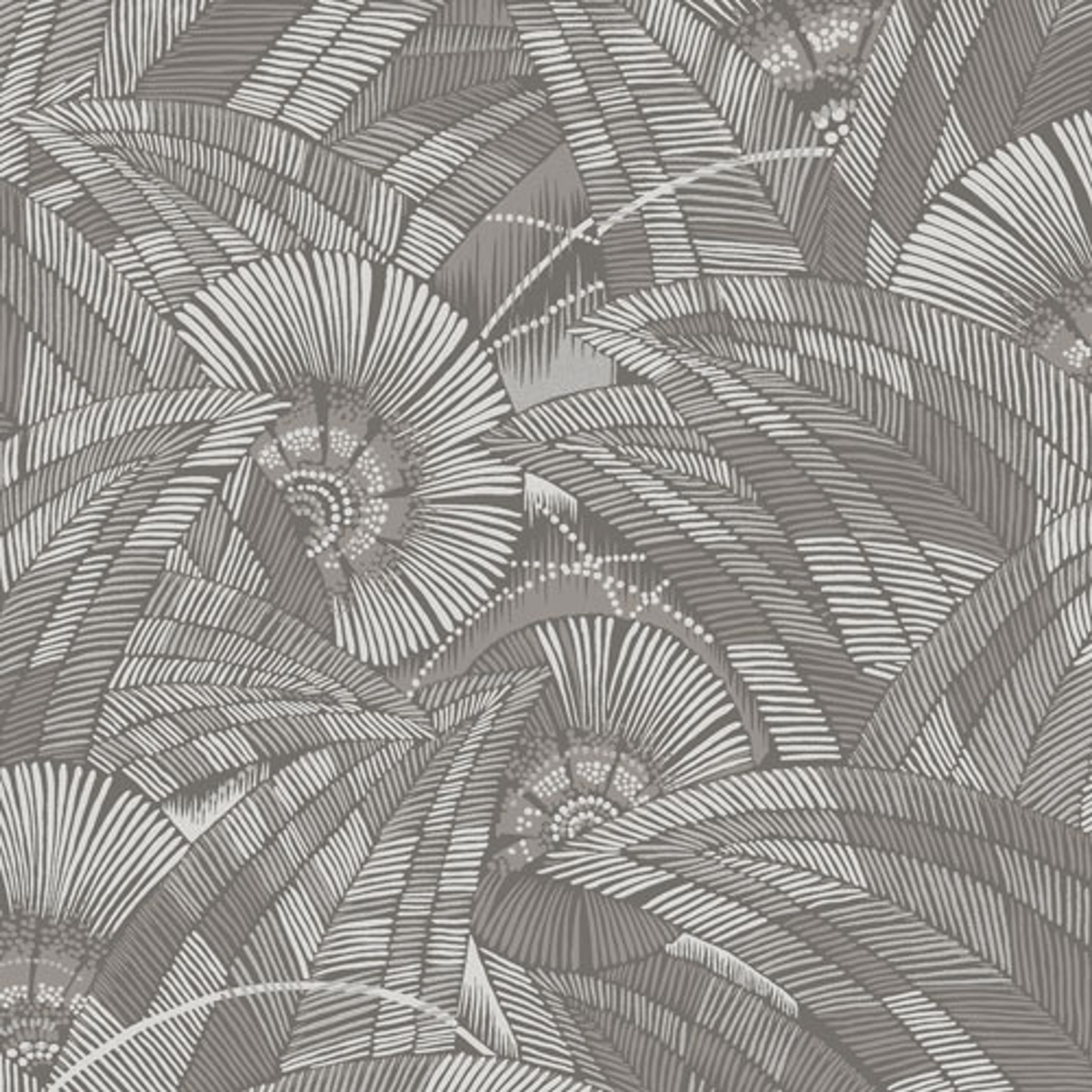 Bali Rock tapet tapet från Midbec med botaniskt mönster i grå. Från kollektionen Tribute. Nonwoven-material med förskjuten passning. Passar i vardagsrum, matsal och hall.