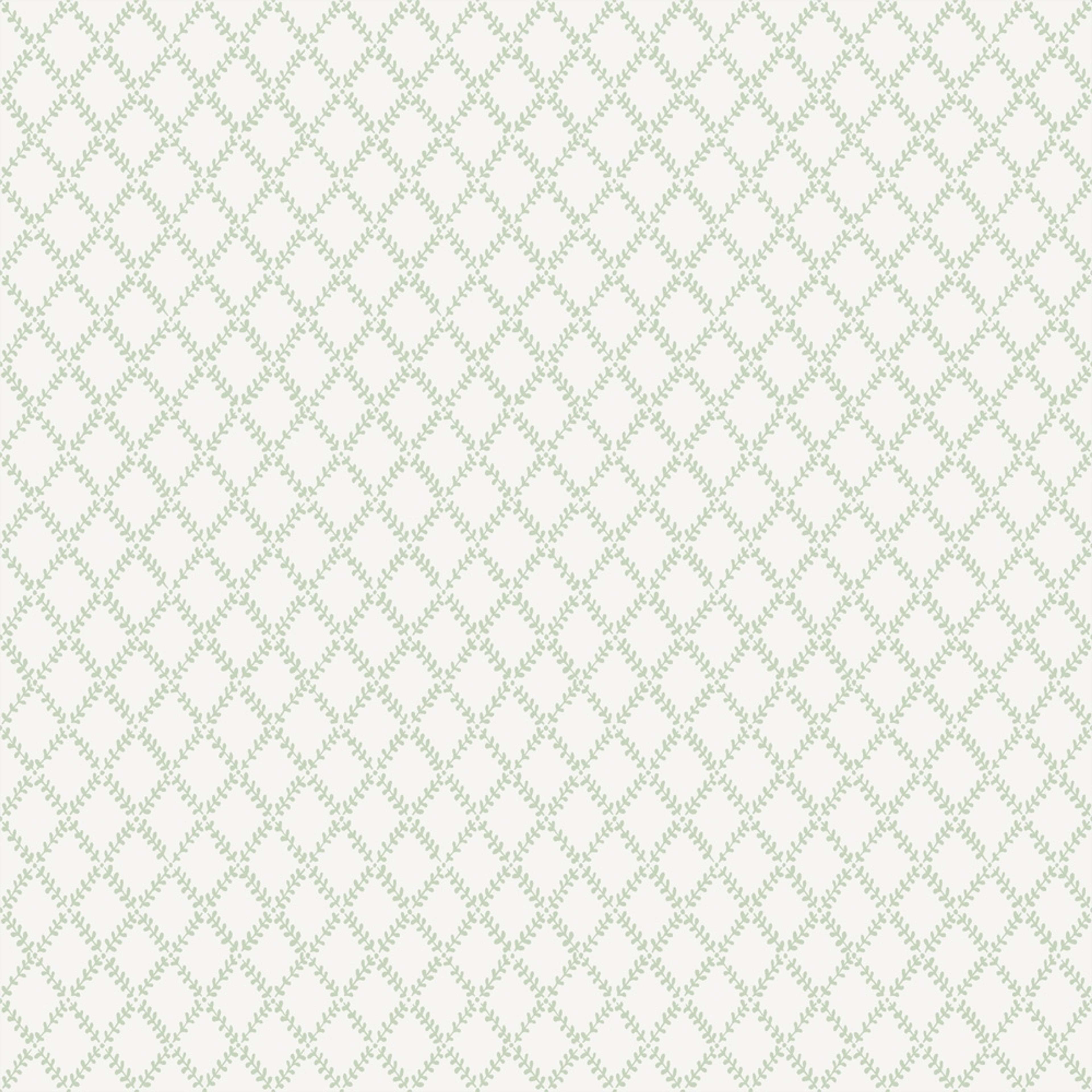 Trevor tapet med trellis mönster i vit. Från kollektionen Fågelsång. Nonwoven-material med rak passning.