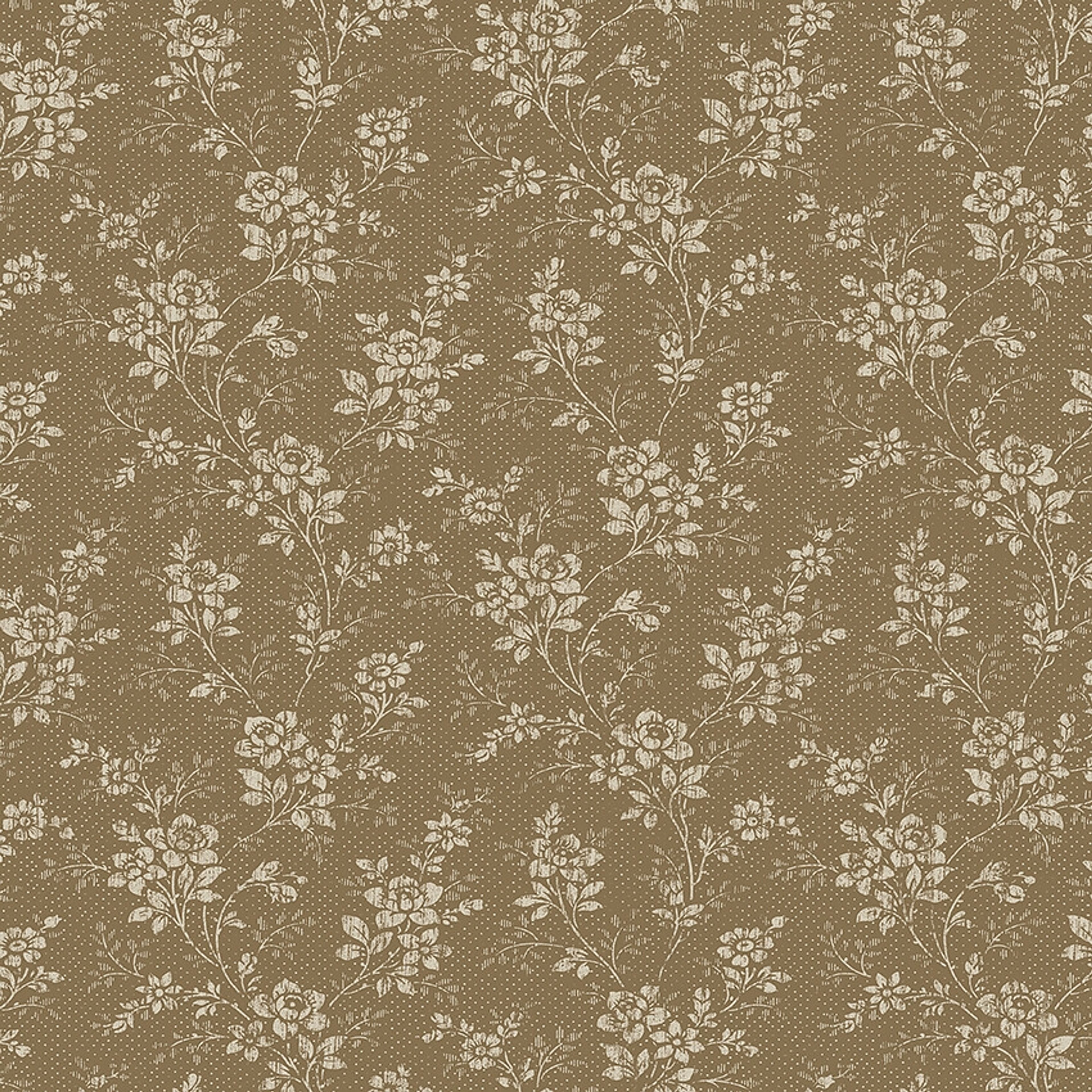 Hip Rose tapet med blommigt mönster i brun. Från kollektionen Woodland. Nonwoven-material med förskjuten passning.