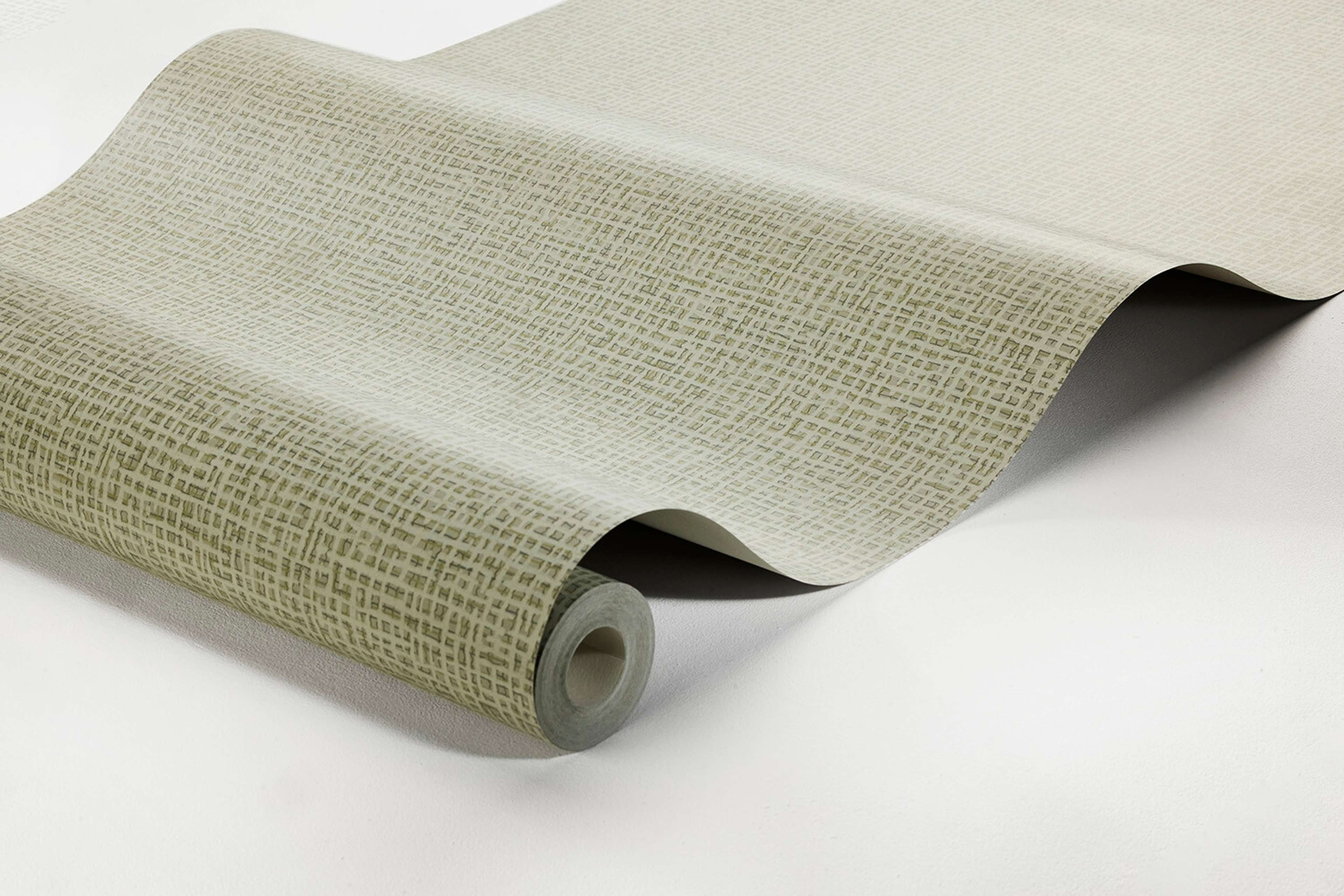Vivalla tapet enfärgad i grön. Från kollektionen Alla Tiders Hus. Nonwoven-material. Passar i vardagsrum, matsal och kök.