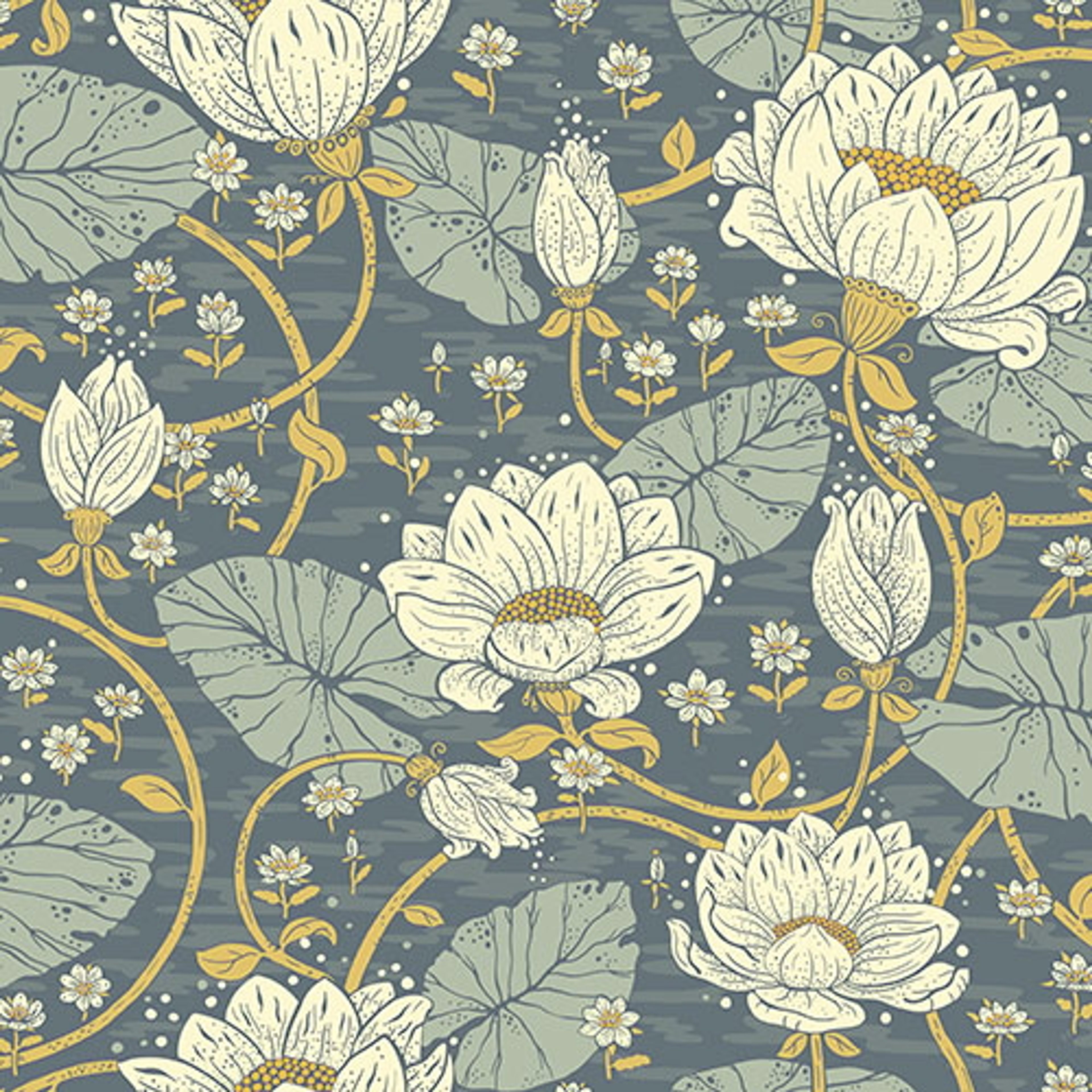 Eva tapet med blommigt mönster i vit och blå. Från kollektionen hjärterum. Nonwoven-material med förskjuten passning.