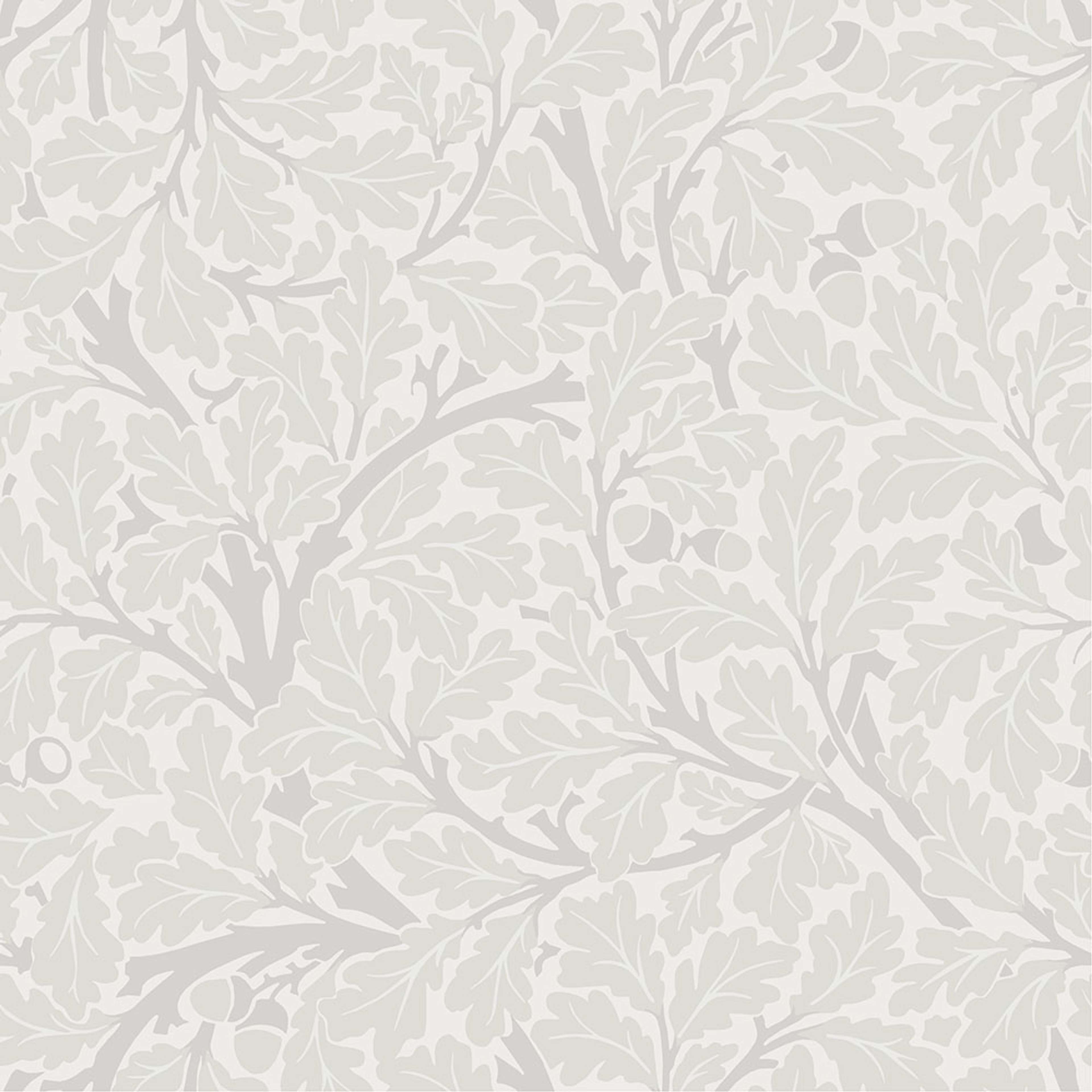 Oak Tree, ljusgrå tapet tapet från Midbec med botaniskt, blommigt mönster i vit och grå. Från kollektionen Hidden Treasures vol 1. Nonwoven-material med rak passning.