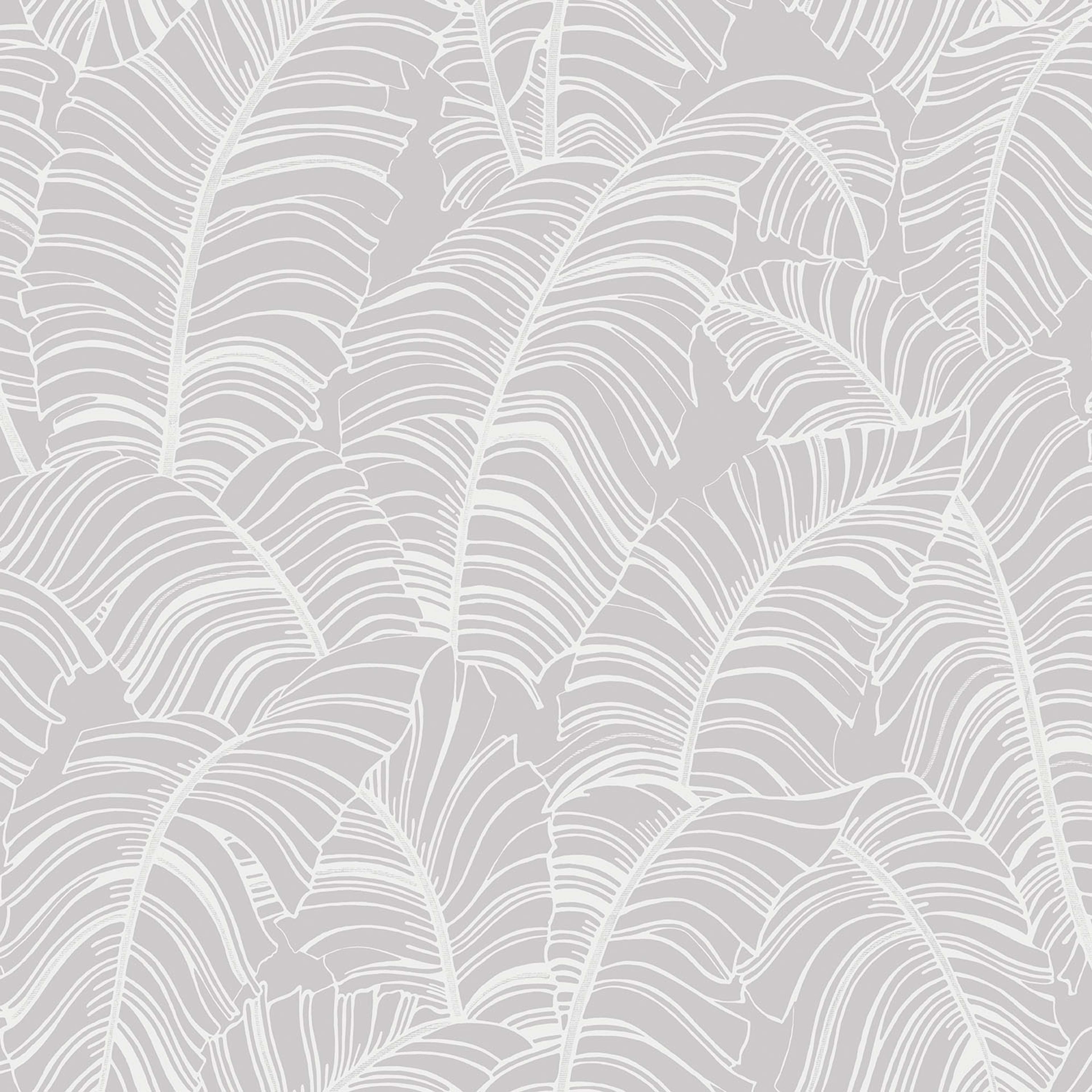 Broadleaf tapet i grå tapet med botaniskt mönster i grå. Från kollektionen bazaar. Nonwoven-material med förskjuten passning. Passar i vardagsrum och matsal.