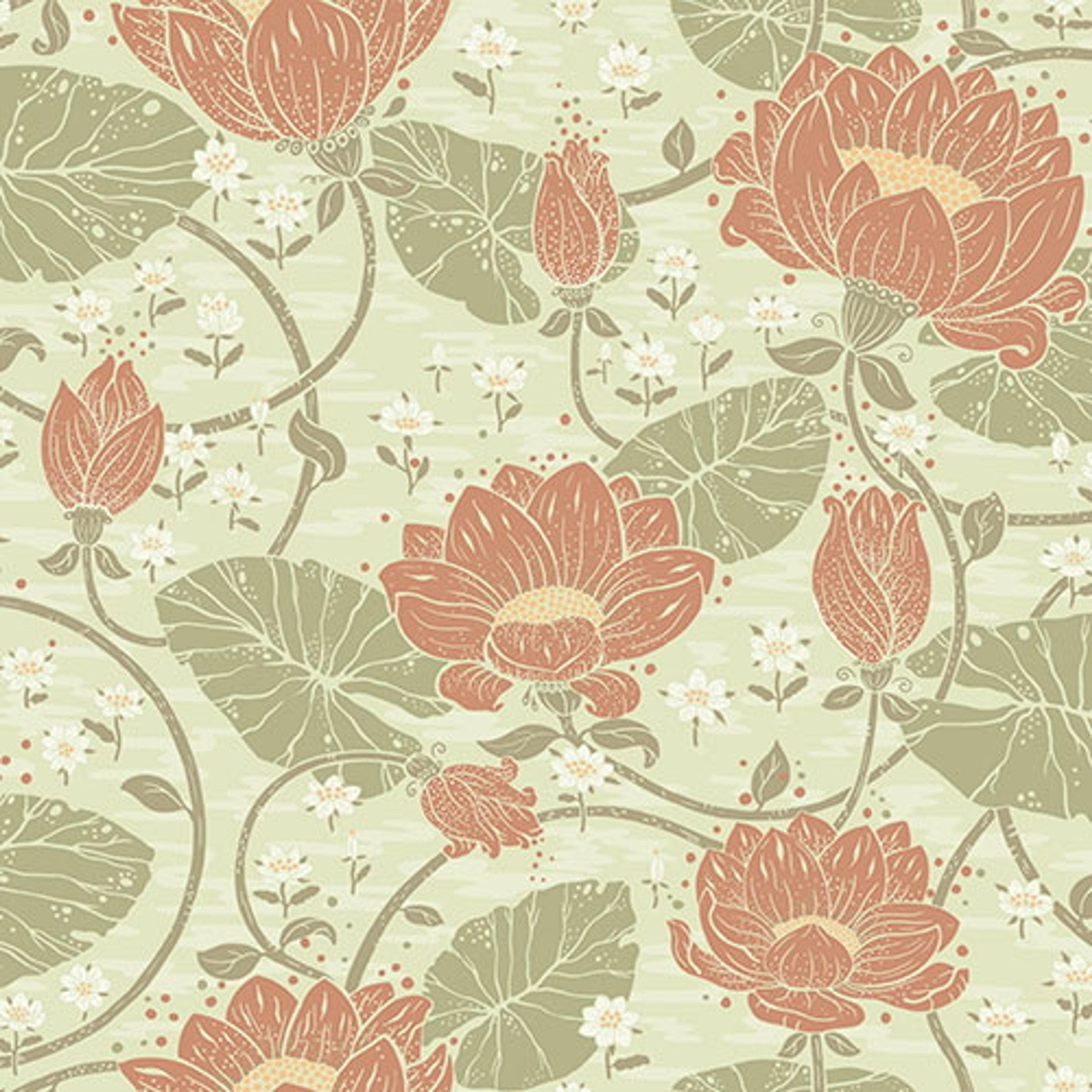 Eva tapet med blommigt mönster i röd och grön. Från kollektionen hjärterum. Nonwoven-material med förskjuten passning.