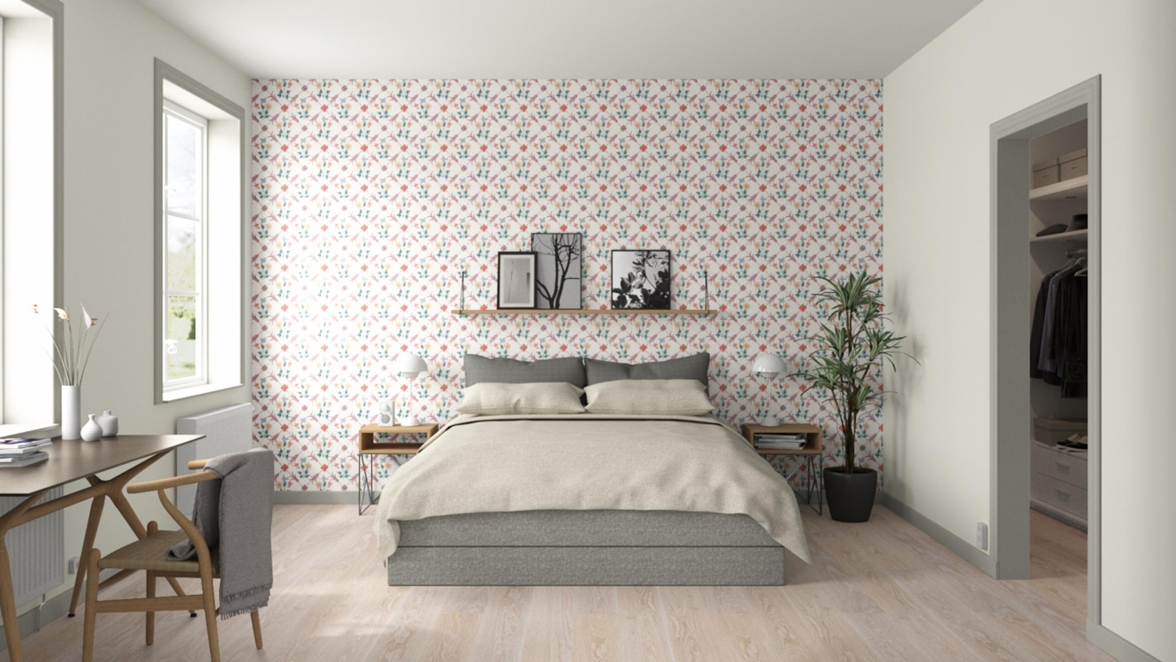 Tessin tapet från Boråstapeter med botaniskt mönster i rosa och beige. Från kollektionen anno. Nonwoven-material med rak passning. Vintage, city-stil. Passar i sovrum och matsal.