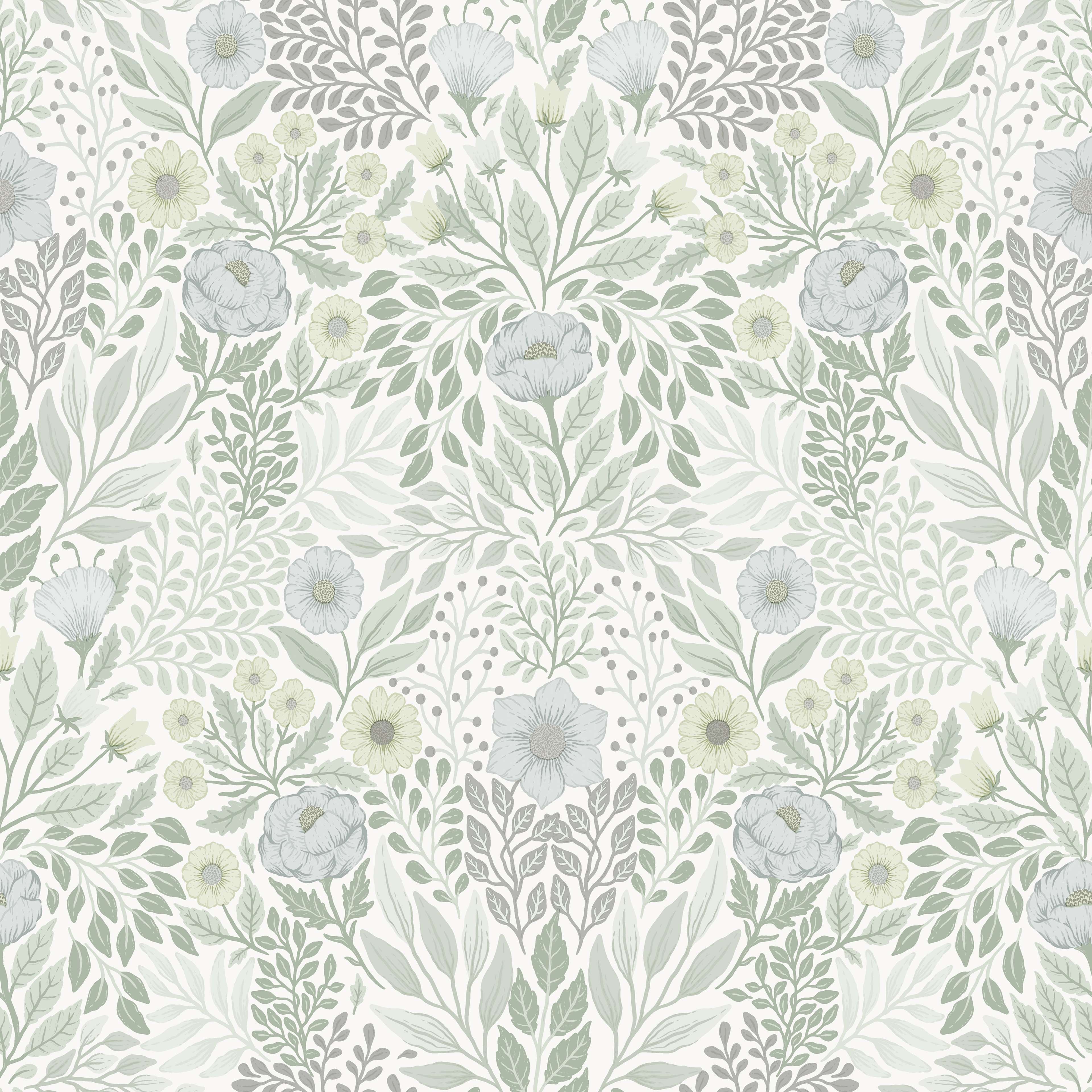 Klara o Tove äng vit, tapet tapet med blommigt mönster i vit. Från kollektionen Klara o Tove. Nonwoven-material med rak passning. Passar i vardagsrum, sovrum och hall.