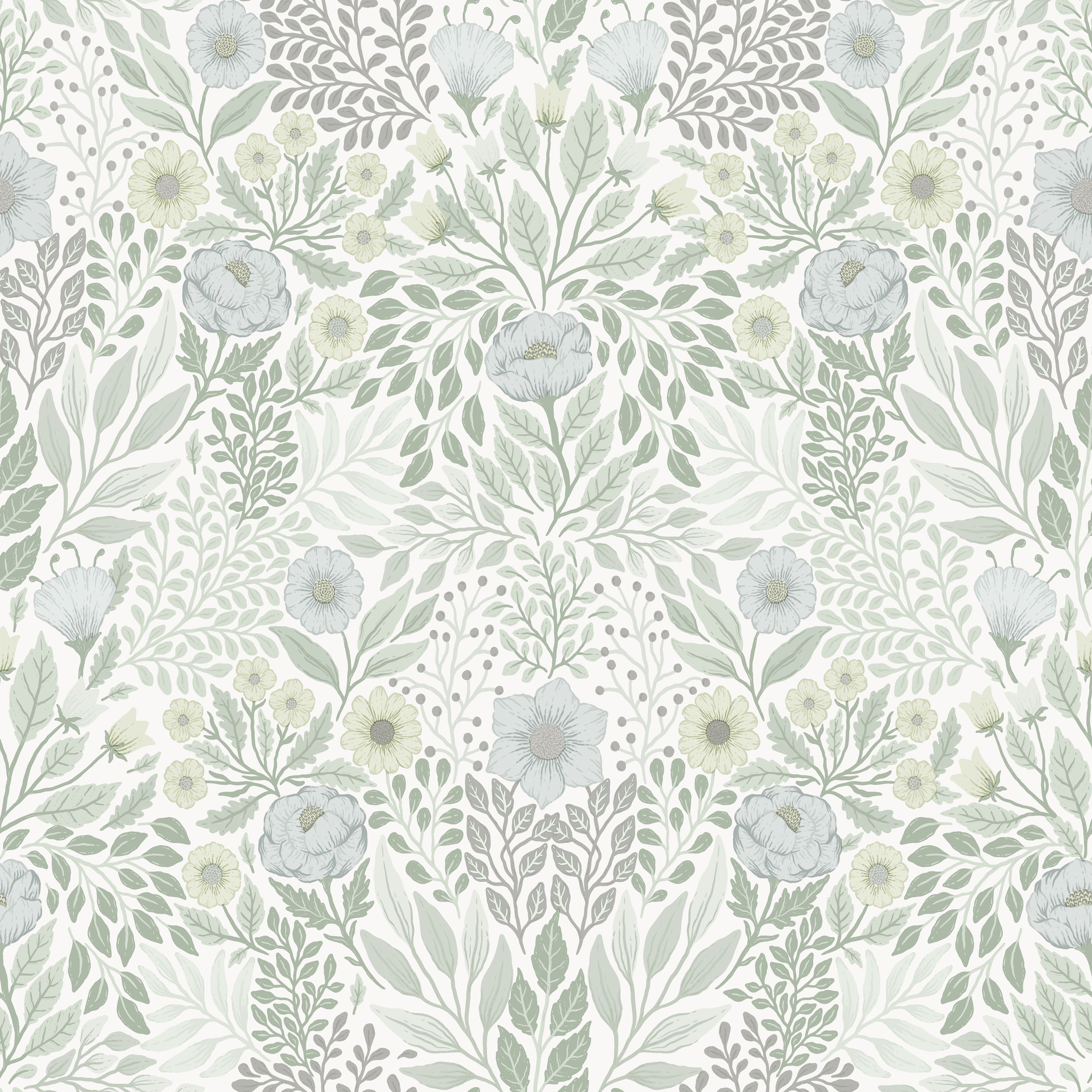 Klara o Tove äng vit, tapet tapet med blommigt mönster i vit. Från kollektionen Klara o Tove. Nonwoven-material med rak passning. Passar i vardagsrum, sovrum och hall.