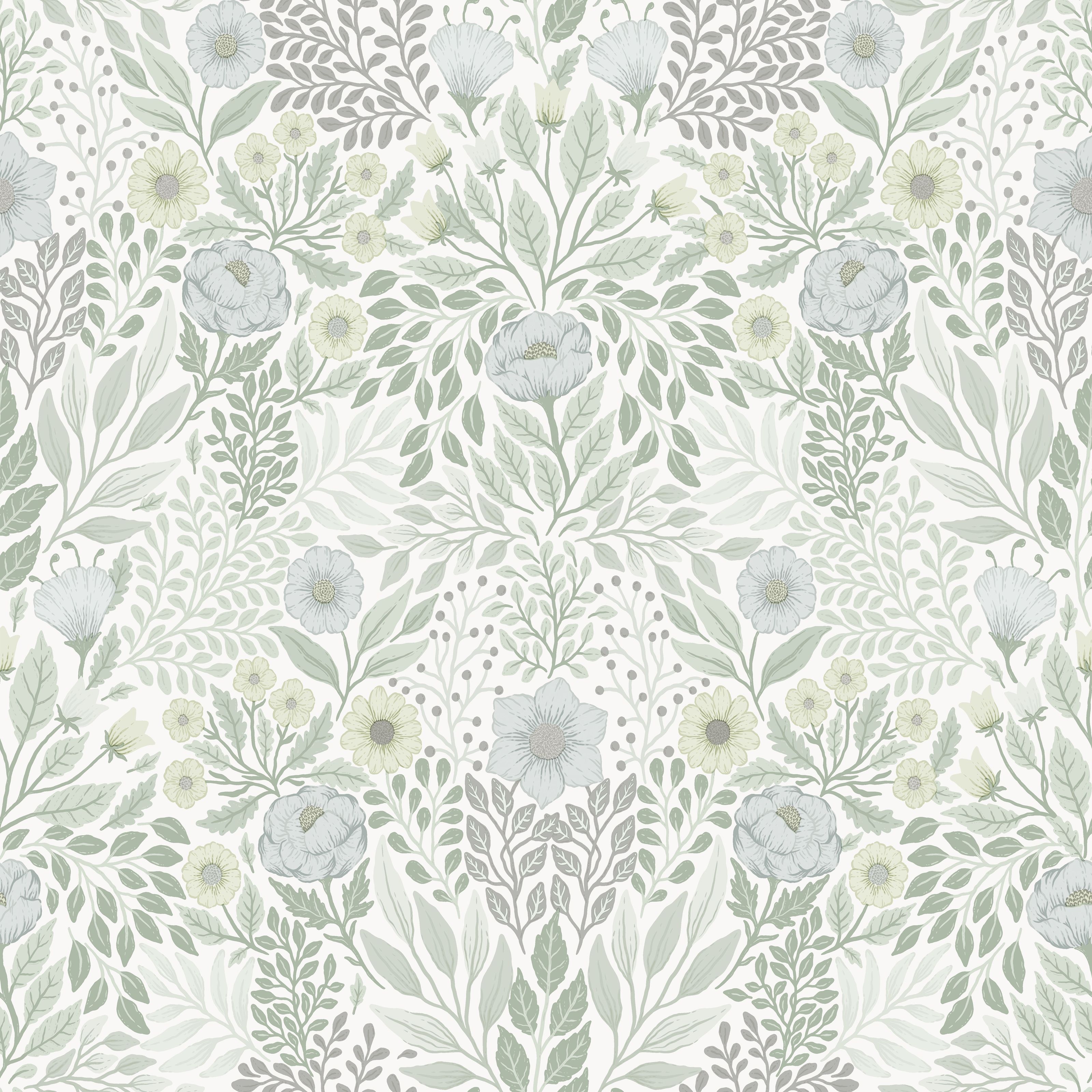 Klara o Tove äng vit, tapet tapet med blommigt mönster i vit. Från kollektionen Klara o Tove. Nonwoven-material med rak passning. Passar i vardagsrum, sovrum och hall.