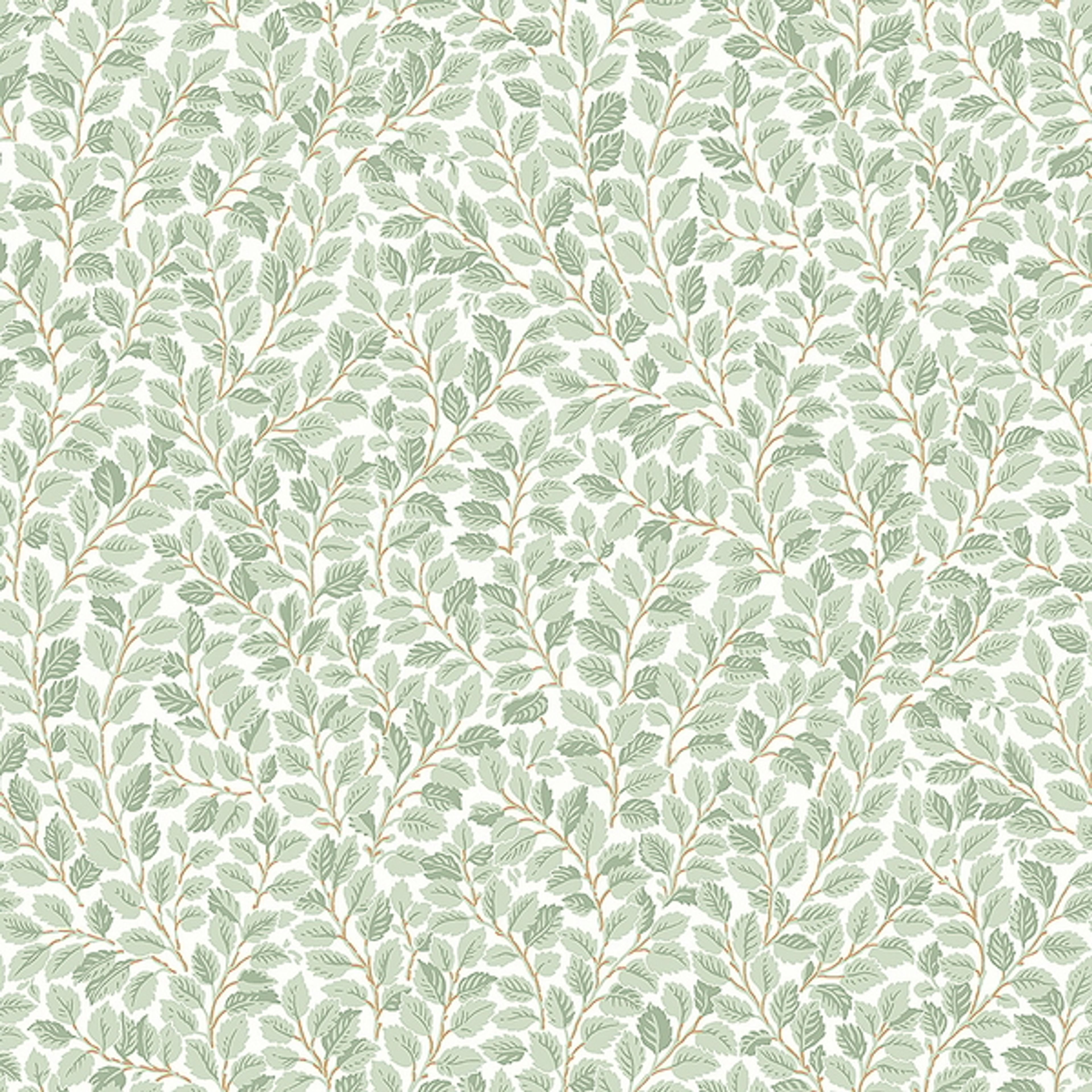 Hazel småbladig, ljusgrön tapet från Boråstapeter med botaniskt mönster i grön. Från kollektionen Falsterbo III. Nonwoven-material med rak passning.