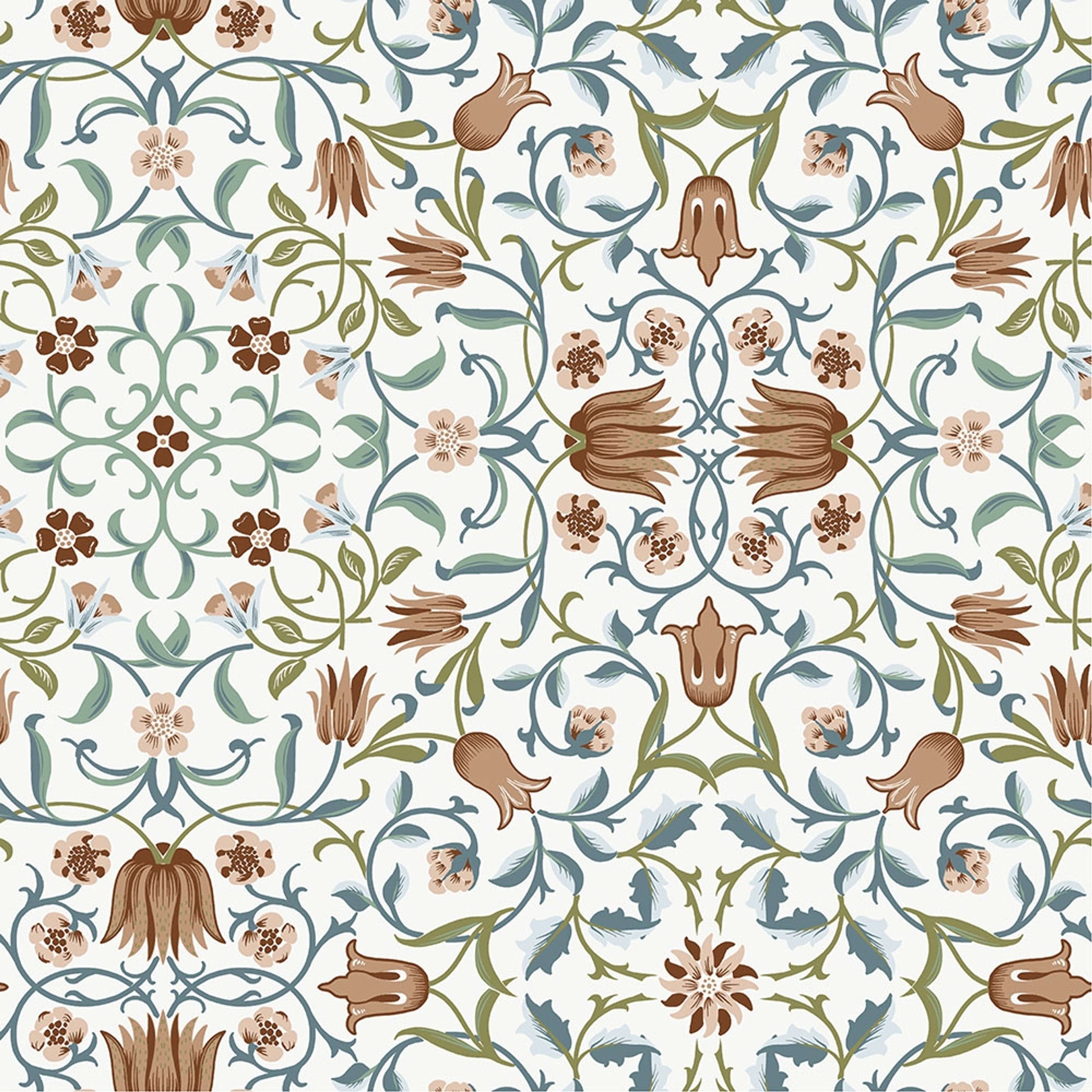 No 1 Holland Park, vit tapet tapet från Midbec med botaniskt, blommigt mönster i vit. Från kollektionen Hidden Treasures vol 1. Nonwoven-material med rak passning.